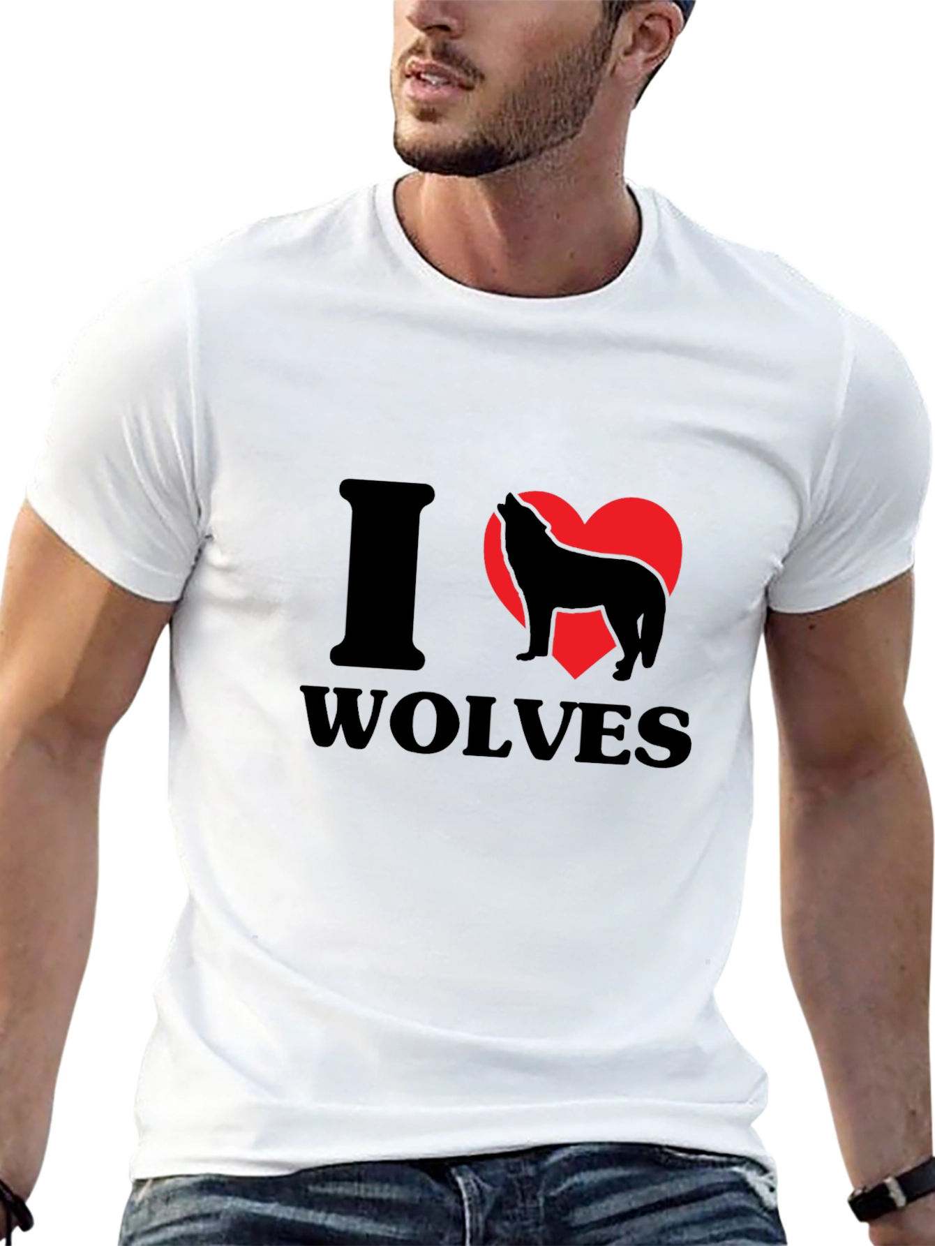 I Heart Wolves Graphic Tee - Black Cotton T-Shirt