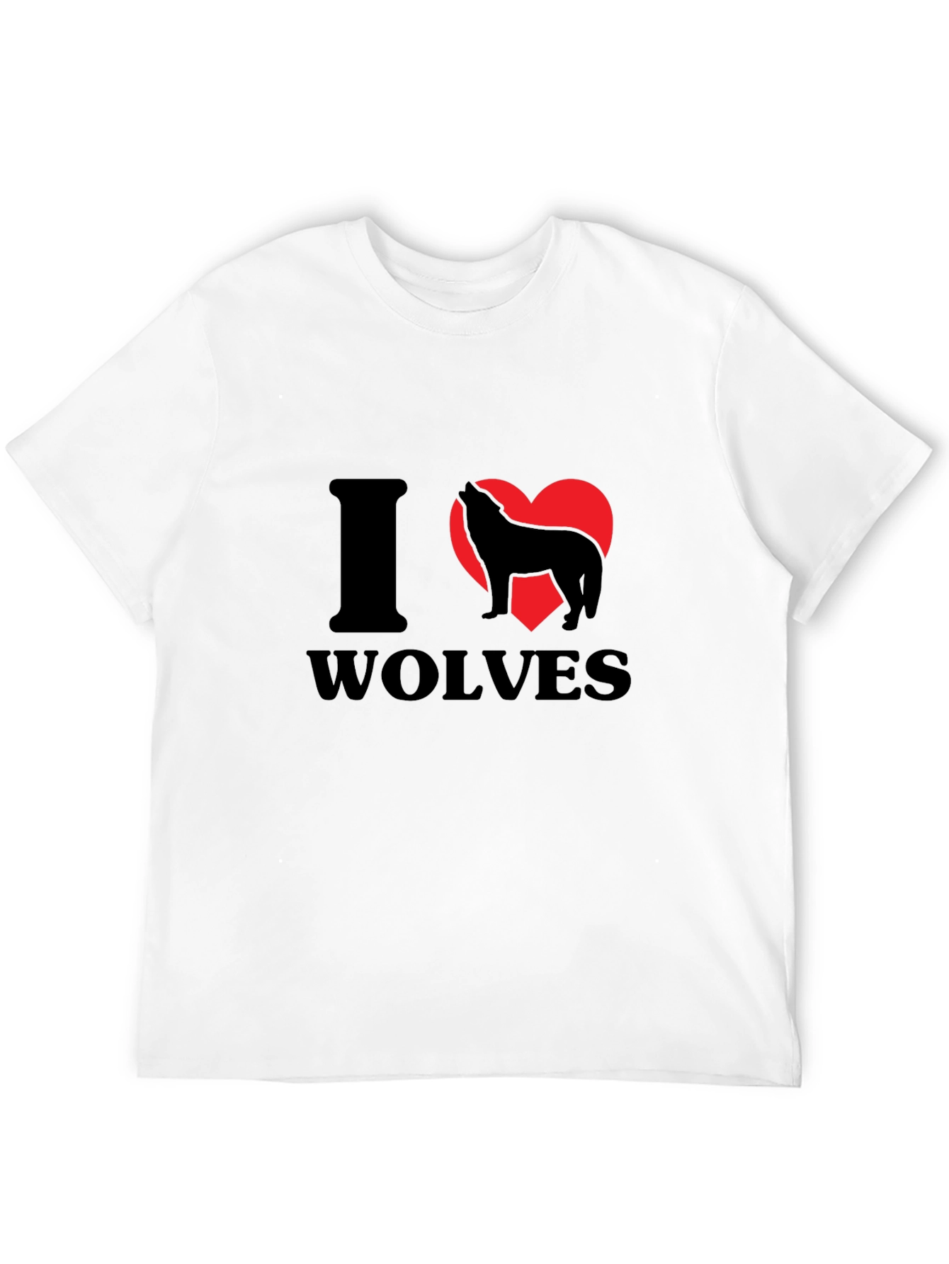 I Heart Wolves Graphic Tee - Black Cotton T-Shirt