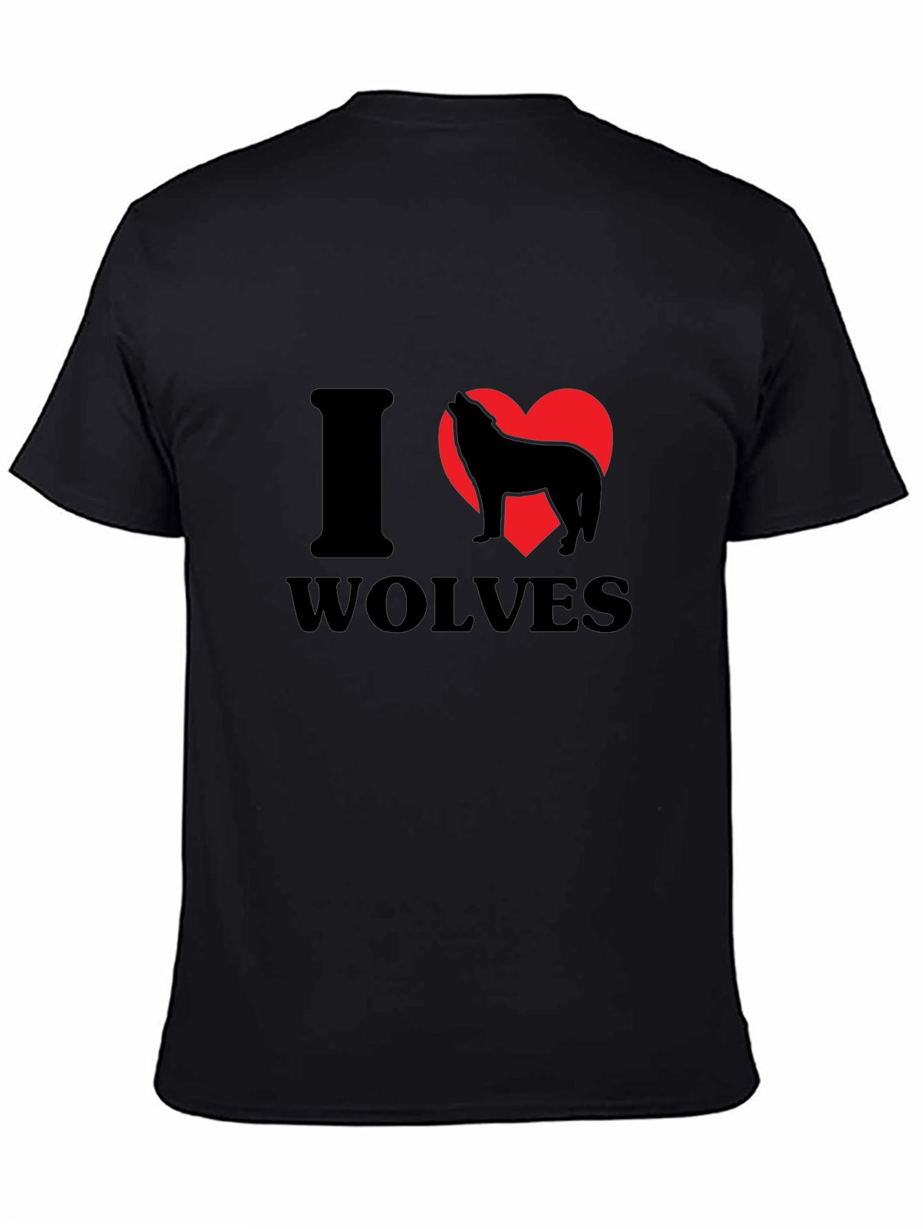 I Heart Wolves Graphic Tee - Black Cotton T-Shirt
