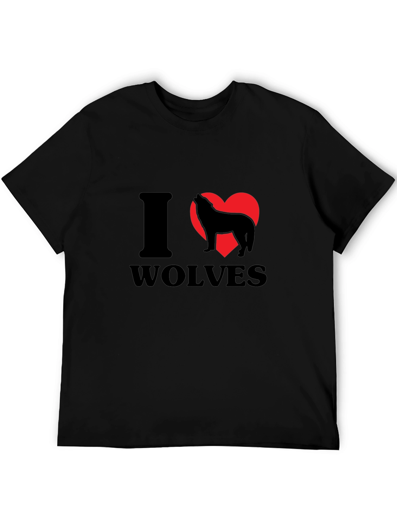 I Heart Wolves Graphic Tee - Black Cotton T-Shirt