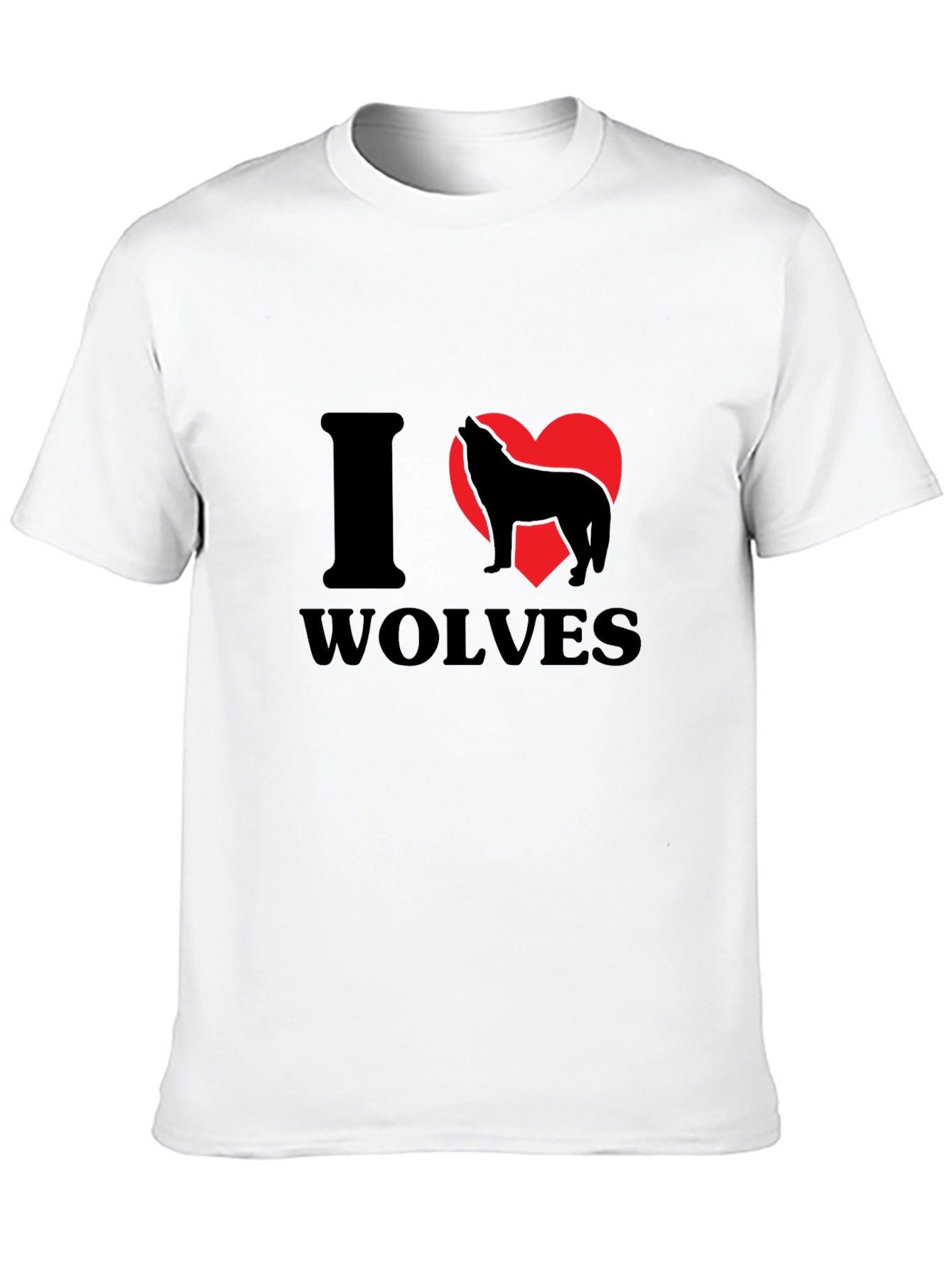 I Heart Wolves Graphic Tee - Black Cotton T-Shirt