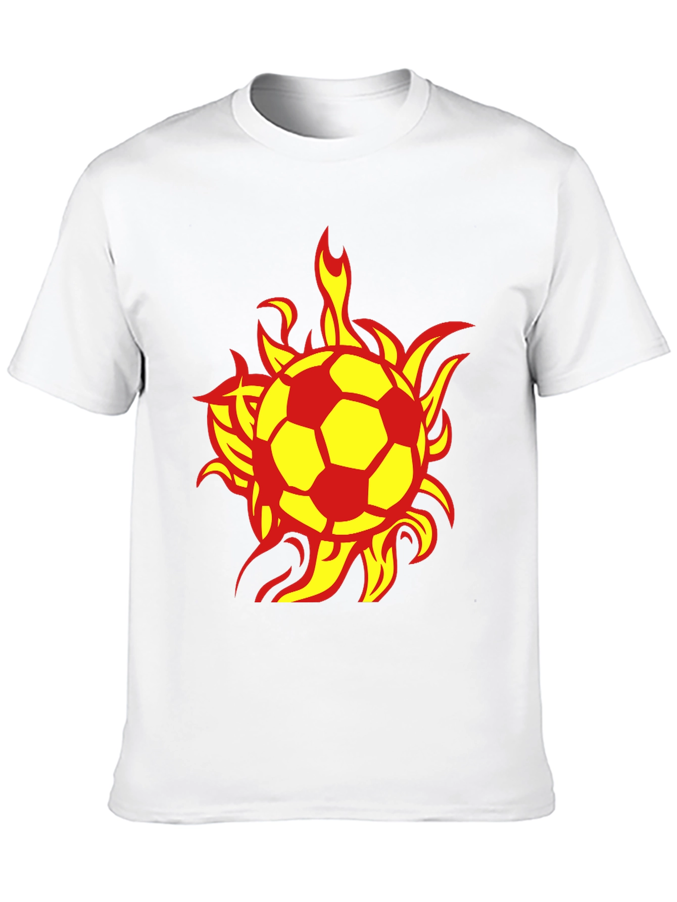 Flaming Soccer Ball Graphic Tee - Black Cotton T-Shirt