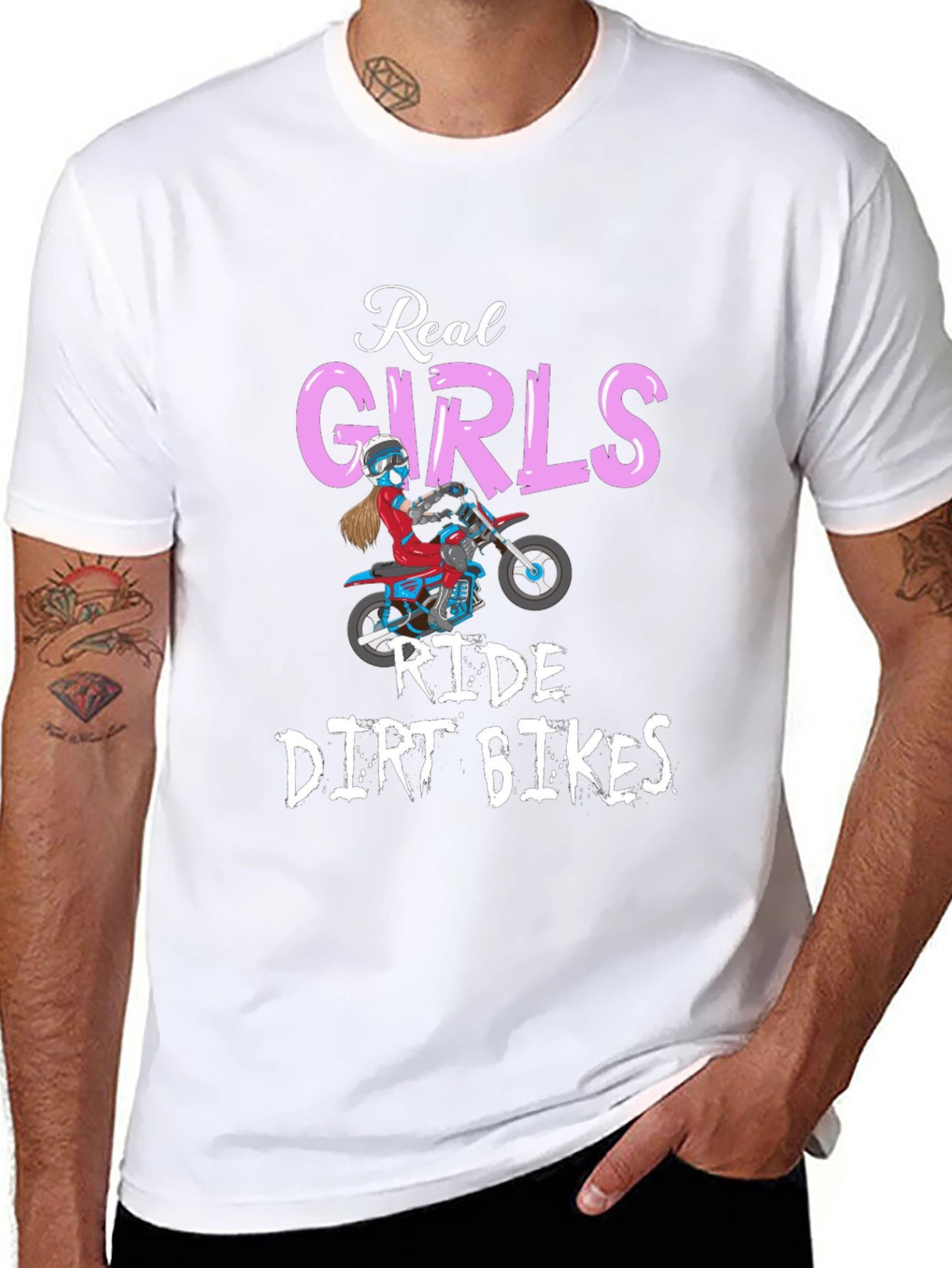 Real Girls Ride Dirt Bikes T-Shirt - Black