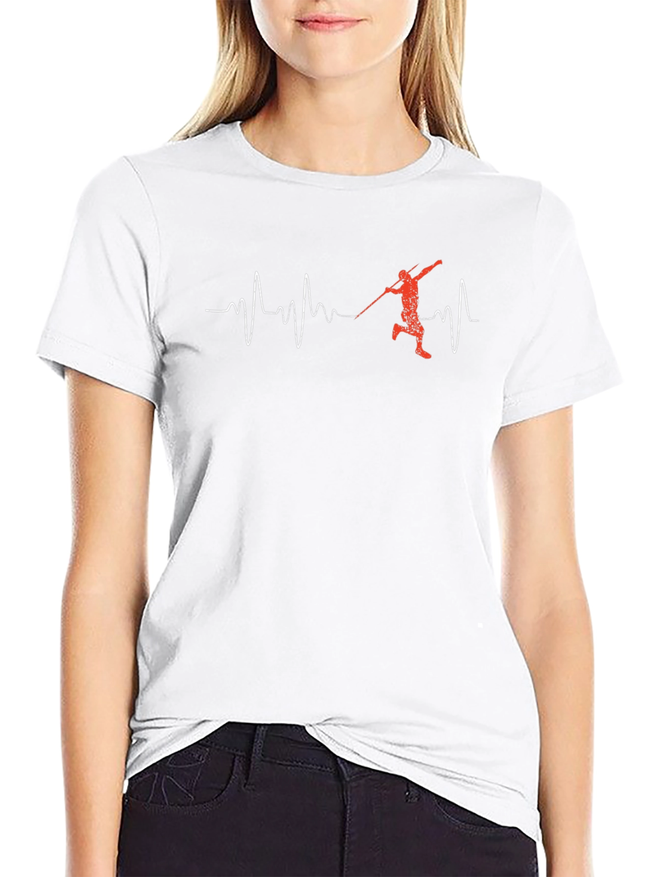 Javelin Thrower Heartbeat Graphic Tee - Black