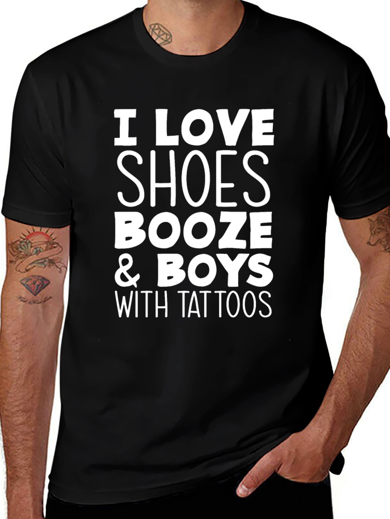 I Love Shoes Booze & Boys with Tattoos T-Shirt