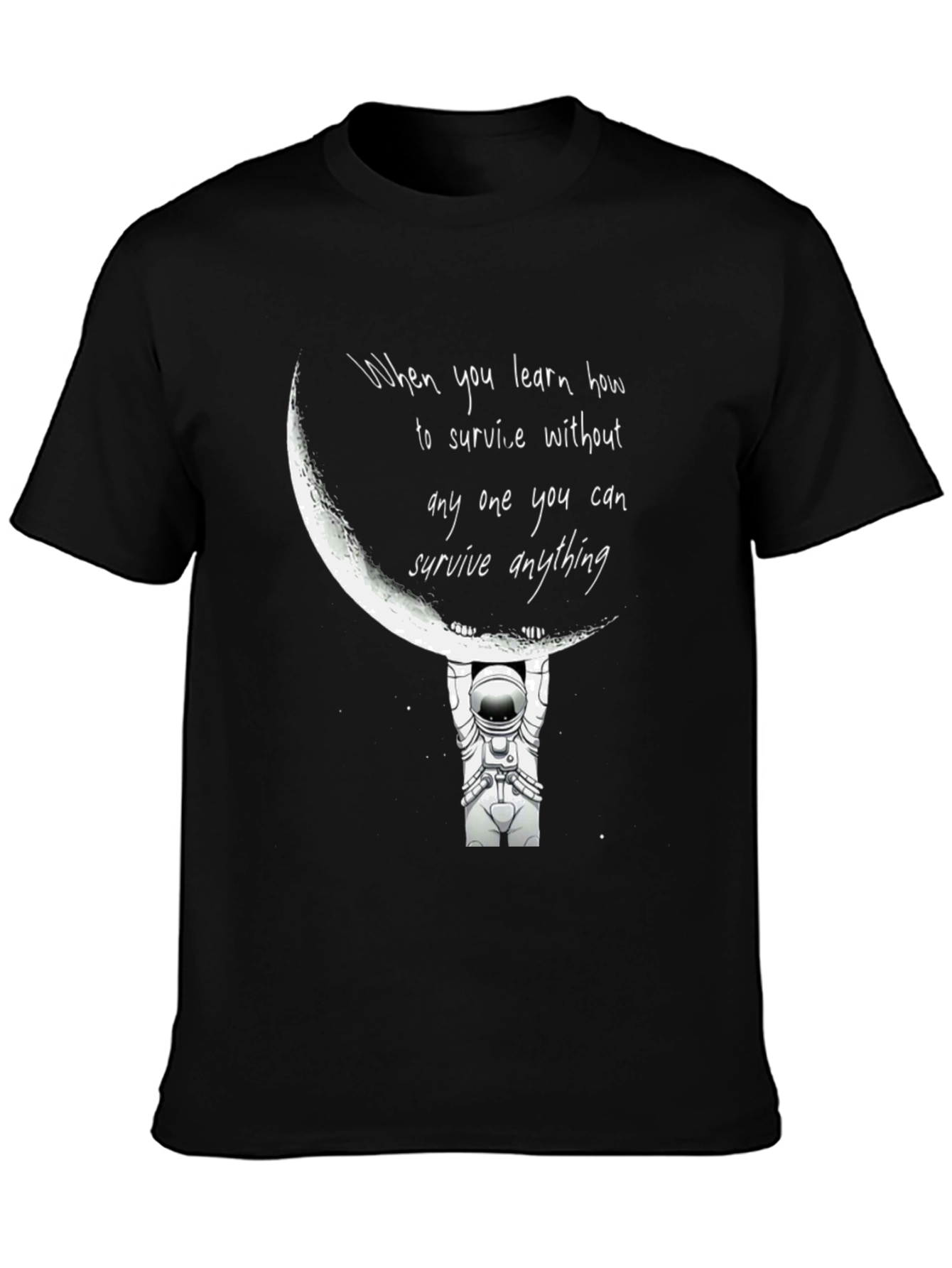 Astronaut Moon Lift Black Graphic T-Shirt