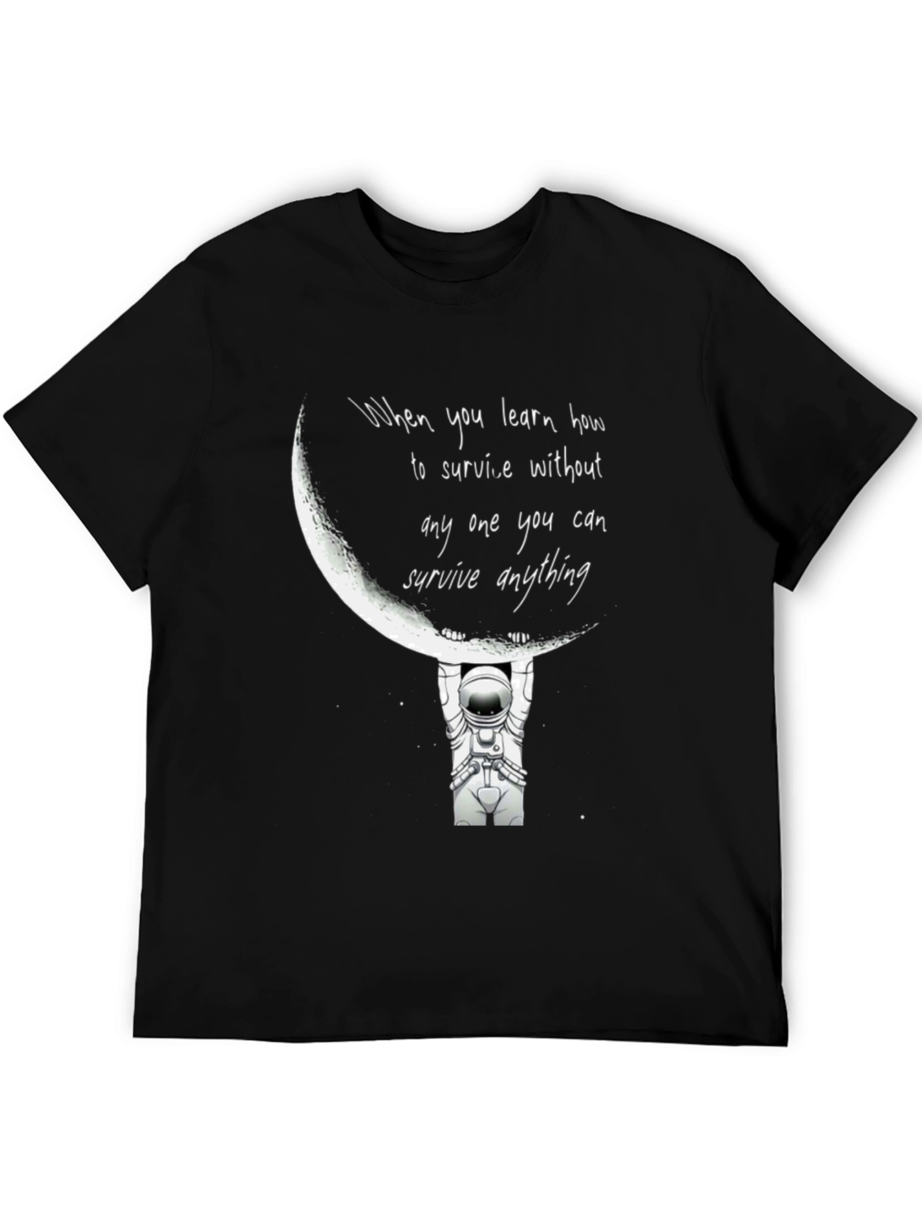 Astronaut Moon Lift Black Graphic T-Shirt