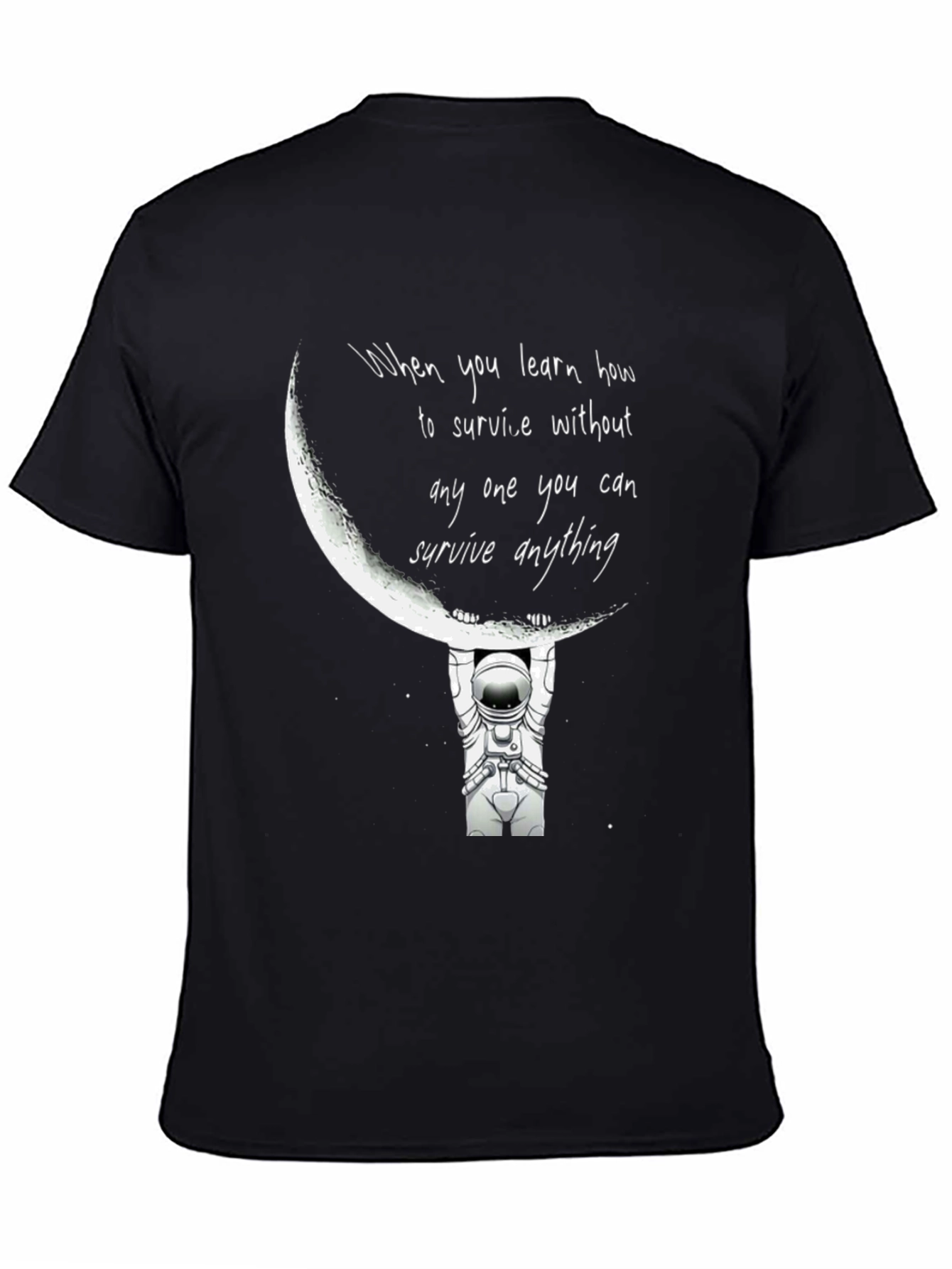 Astronaut Moon Lift Black Graphic T-Shirt