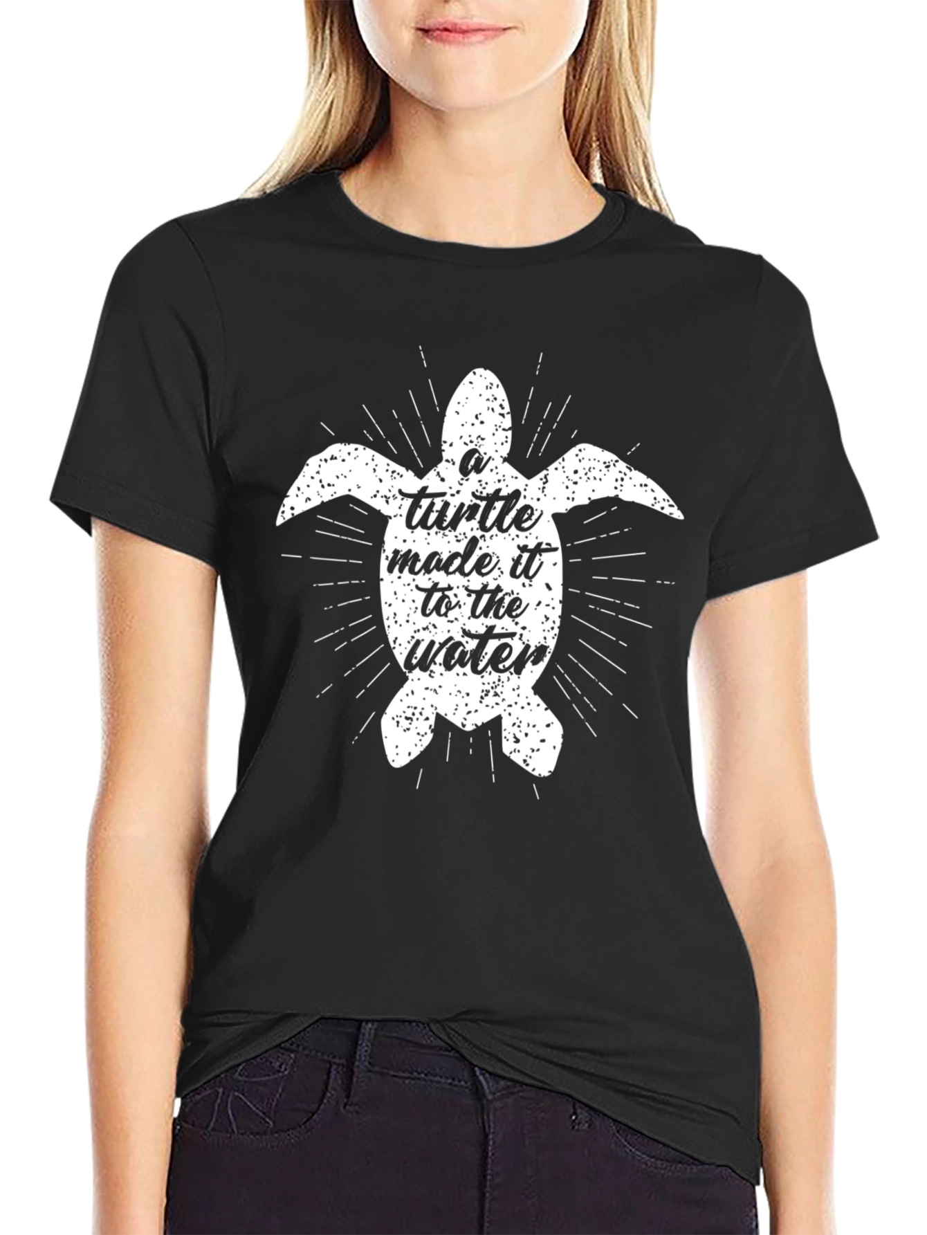 Turtle Graphic Print Black T-Shirt