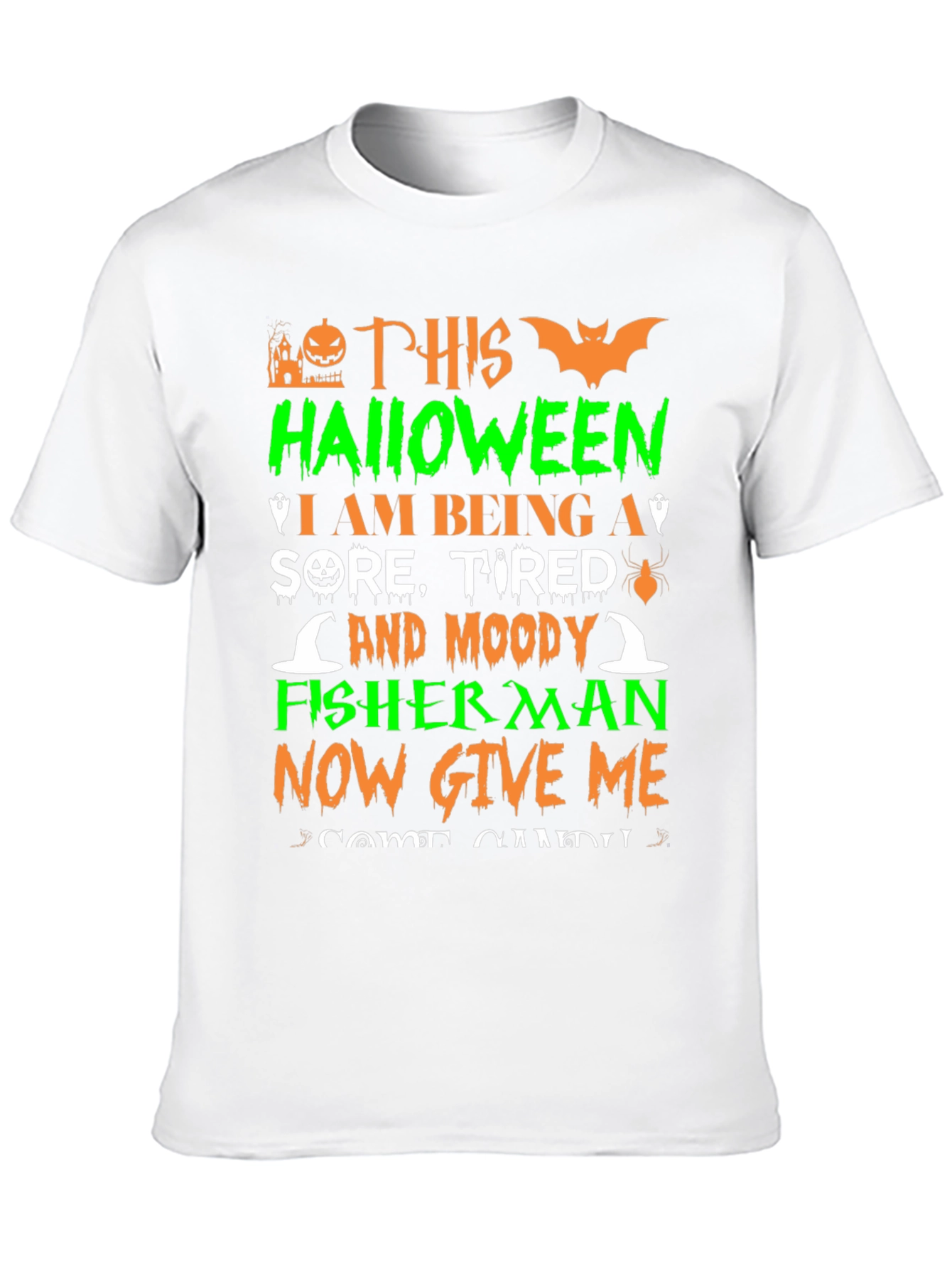 Halloween Sore Tired Moody Fisherman T-Shirt