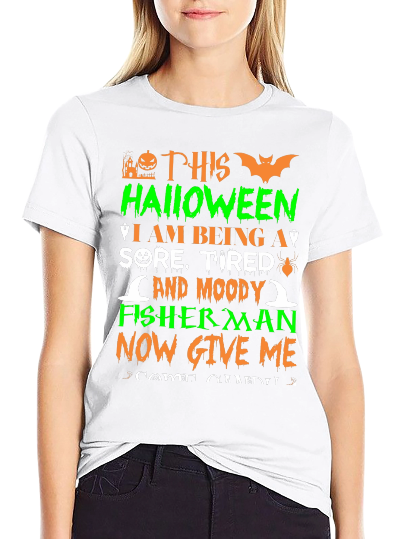 Halloween Sore Tired Moody Fisherman T-Shirt