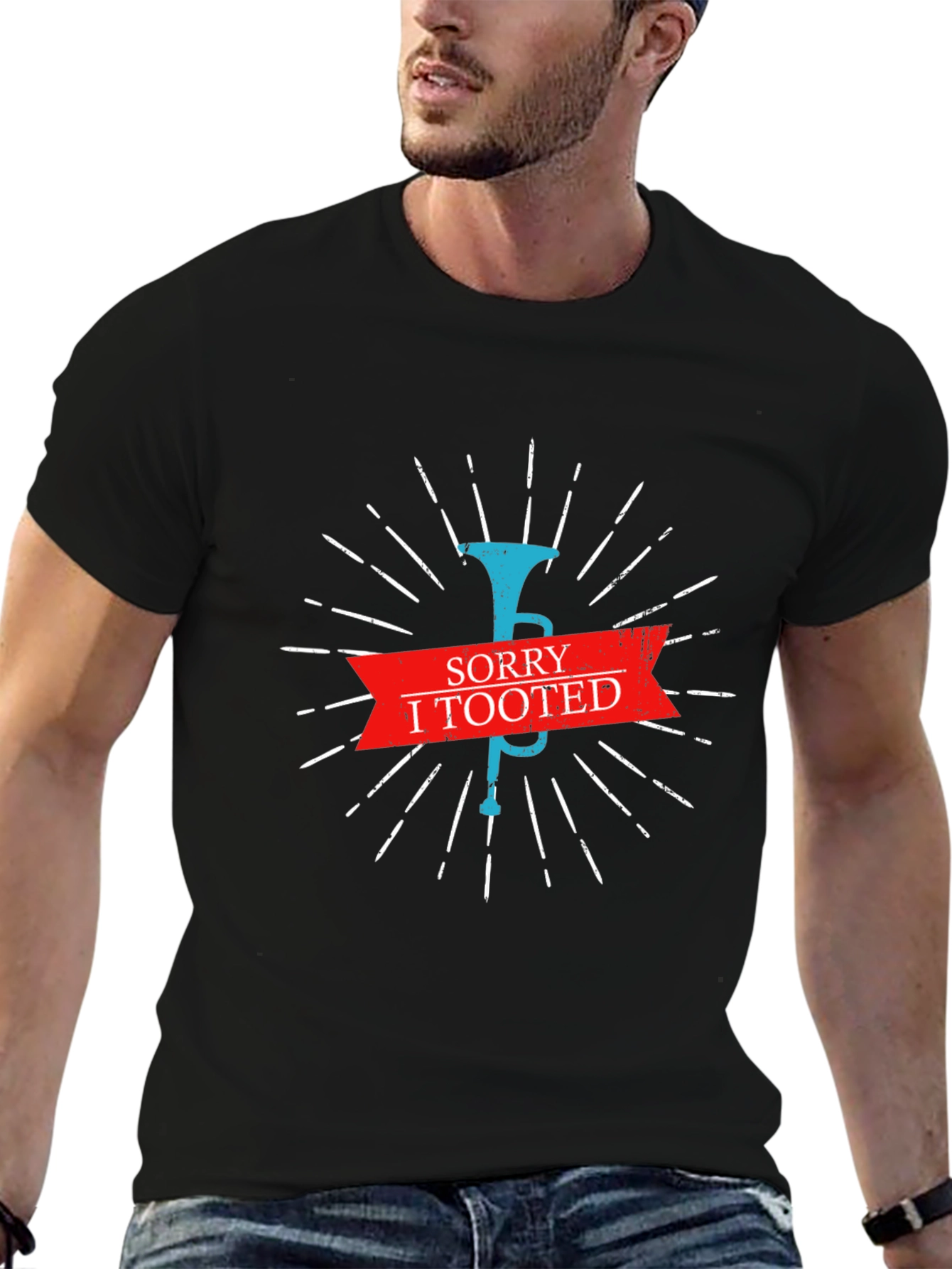 Sorry I Tooted Mens Black Graphic T-Shirt