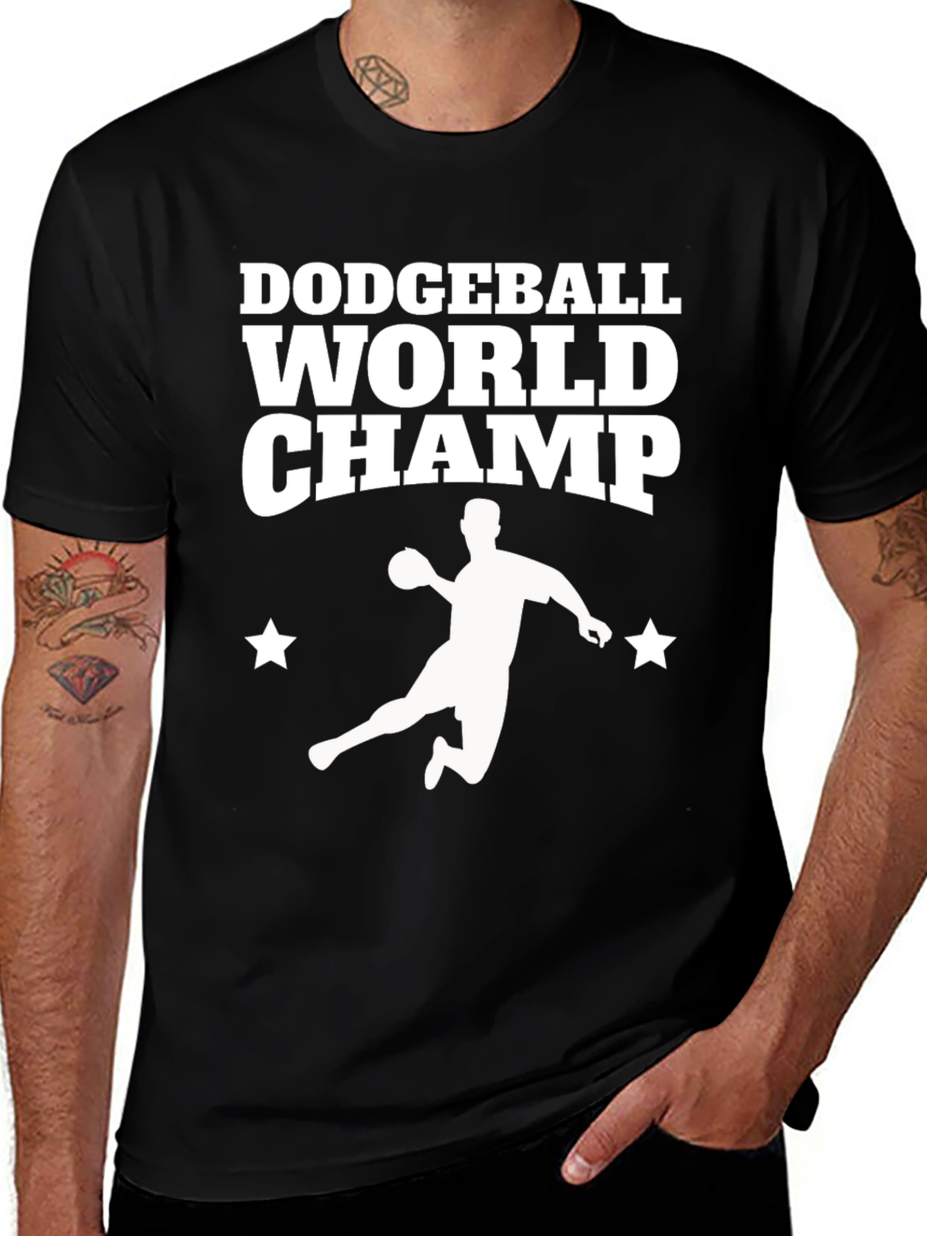 Dodgeball World Champ T-Shirt - Black Cotton Tee