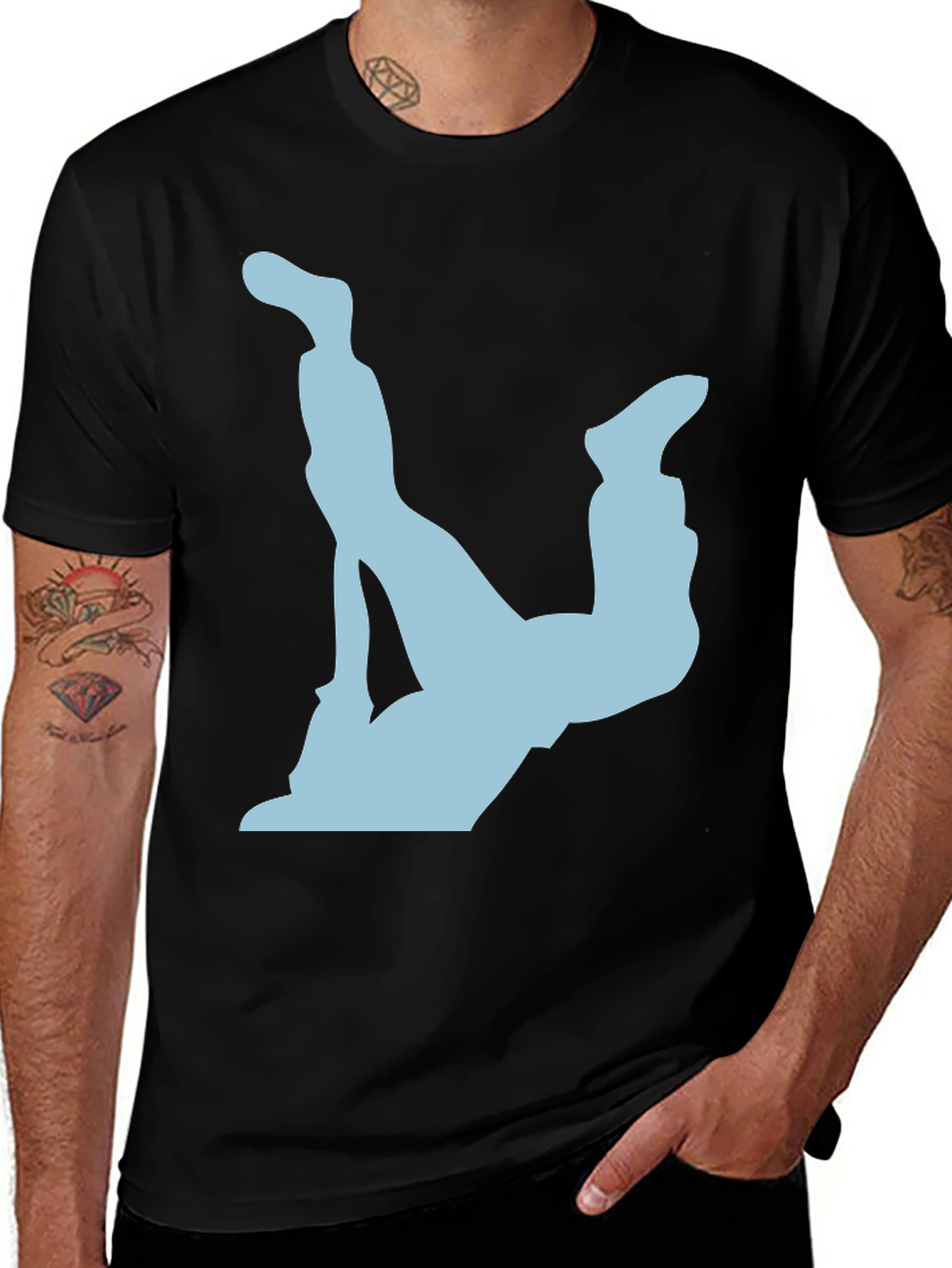 Upside Down Diver Graphic Tee - Black