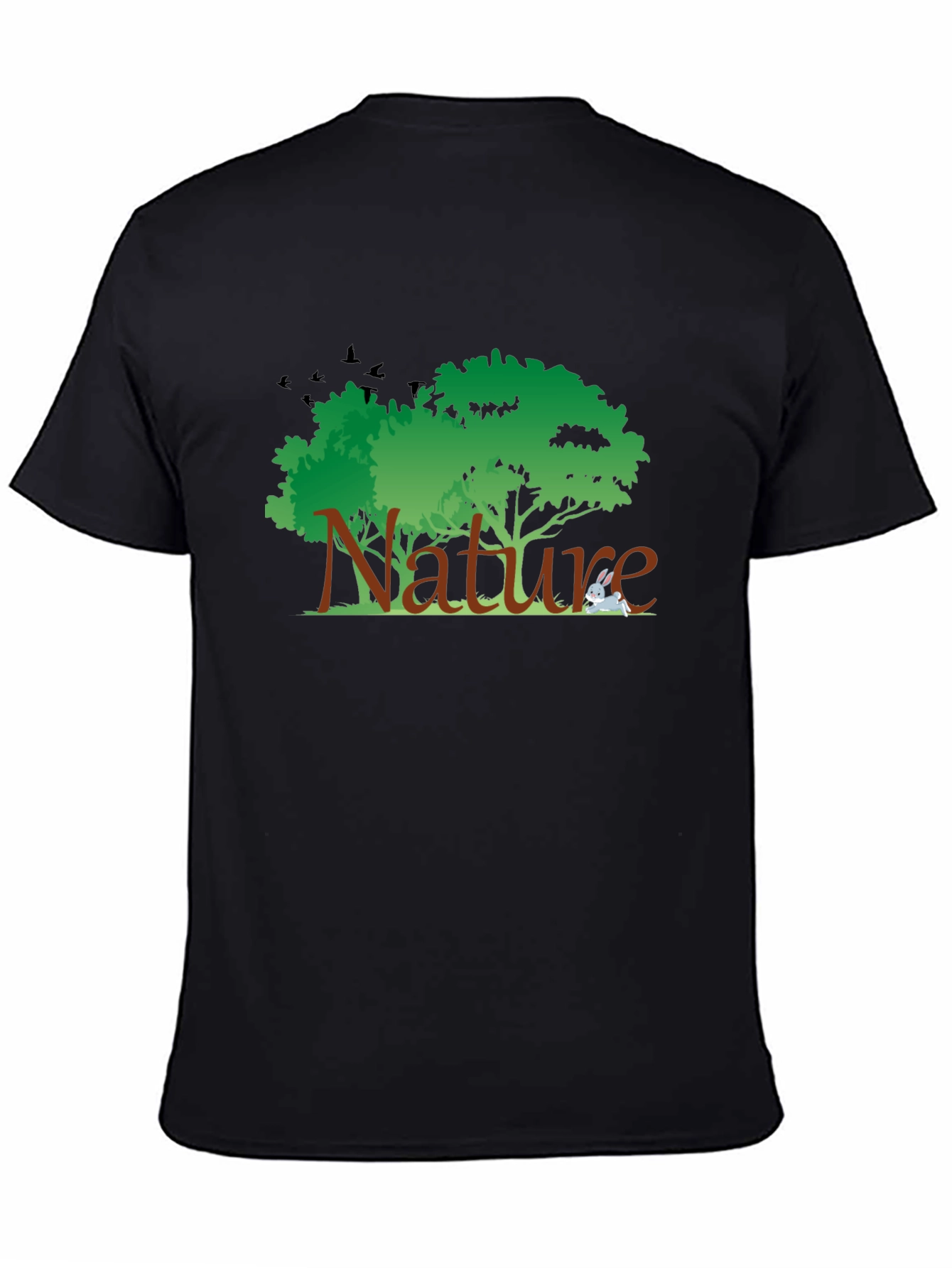 Nature Graphic Tee - Black Cotton T-Shirt