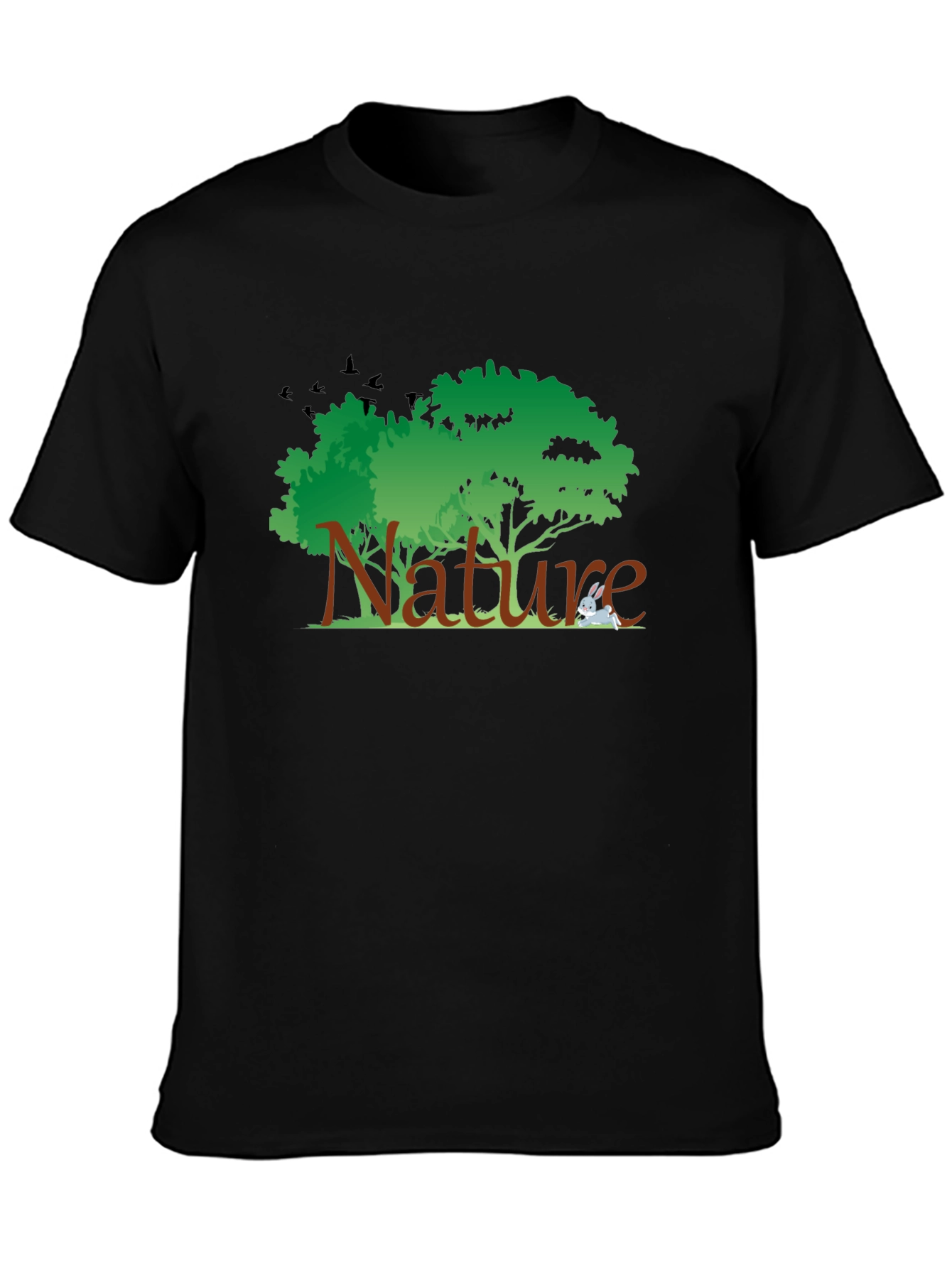 Nature Graphic Tee - Black Cotton T-Shirt