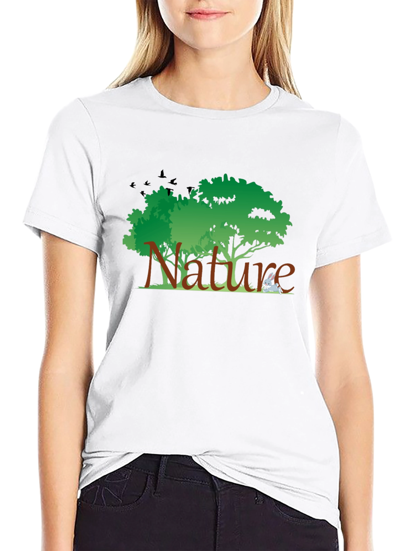 Nature Graphic Tee - Black Cotton T-Shirt