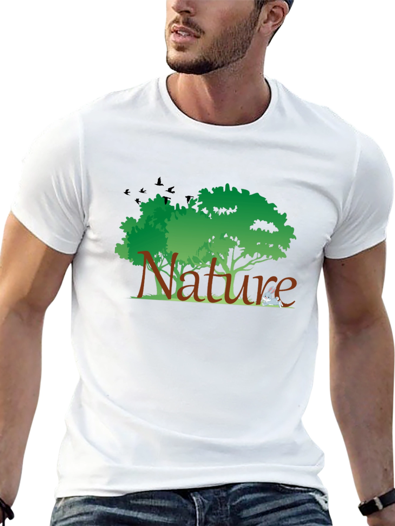 Nature Graphic Tee - Black Cotton T-Shirt