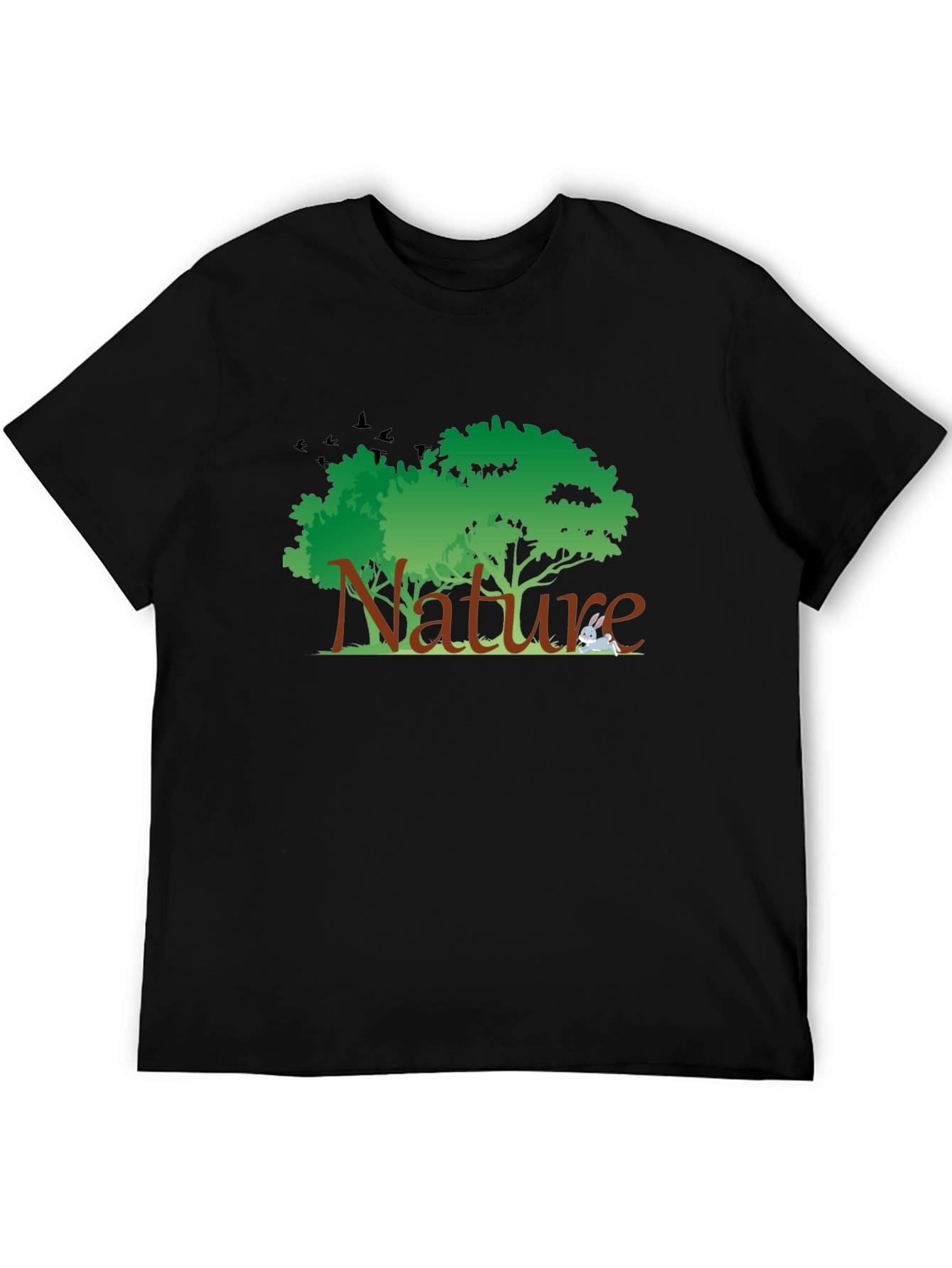 Nature Graphic Tee - Black Cotton T-Shirt