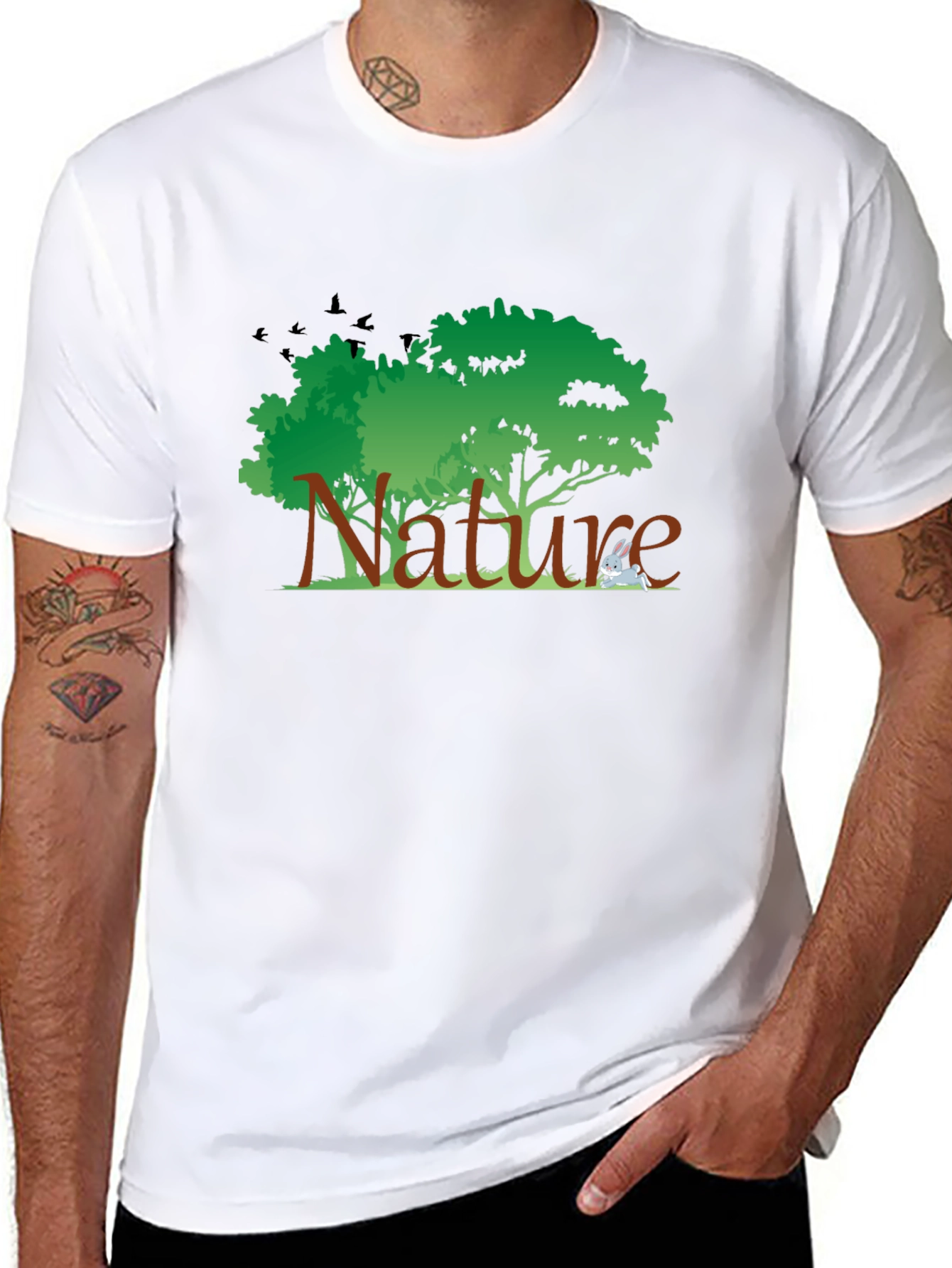 Nature Graphic Tee - Black Cotton T-Shirt