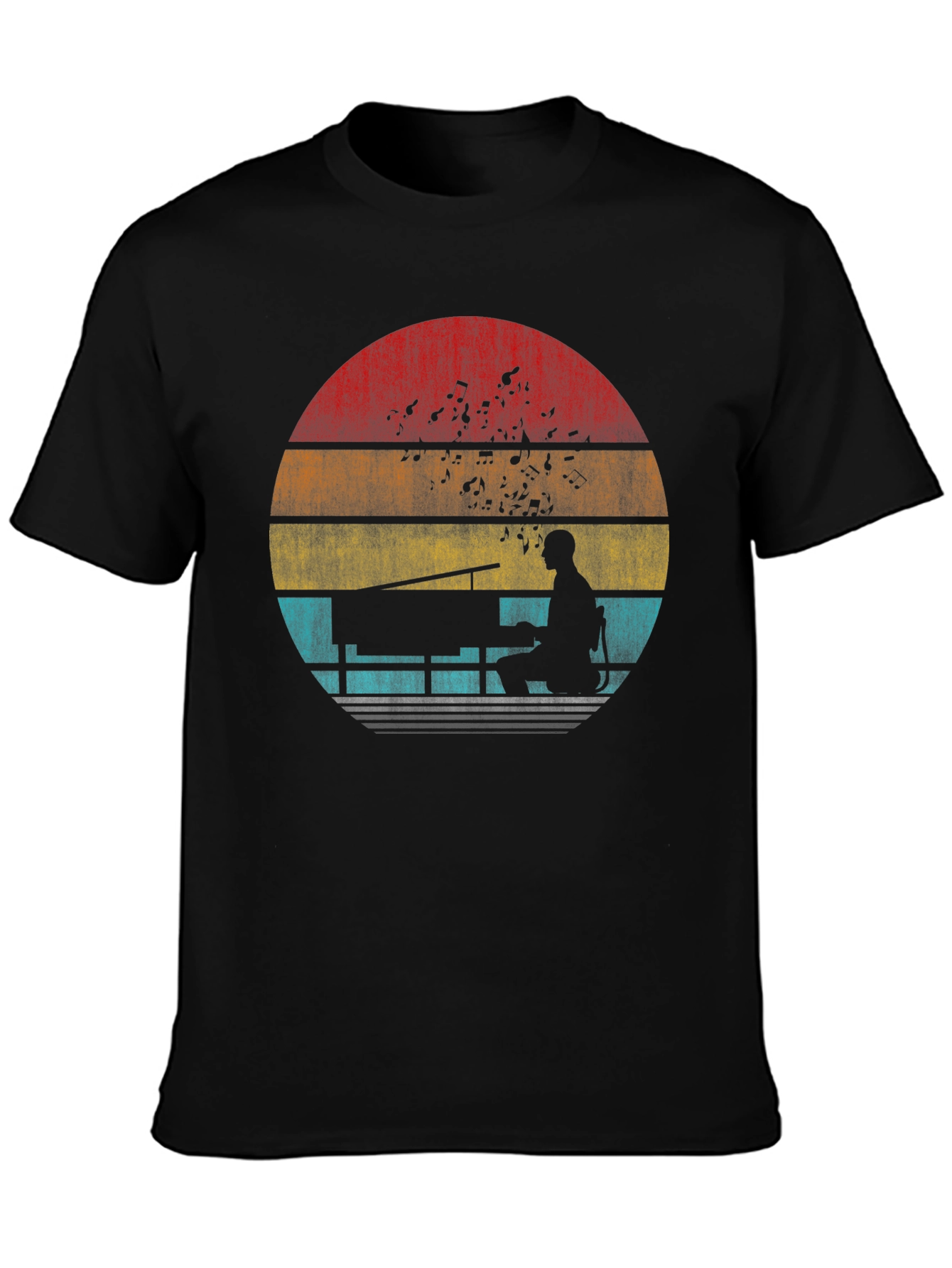 Retro Piano Player Sunset T-Shirt