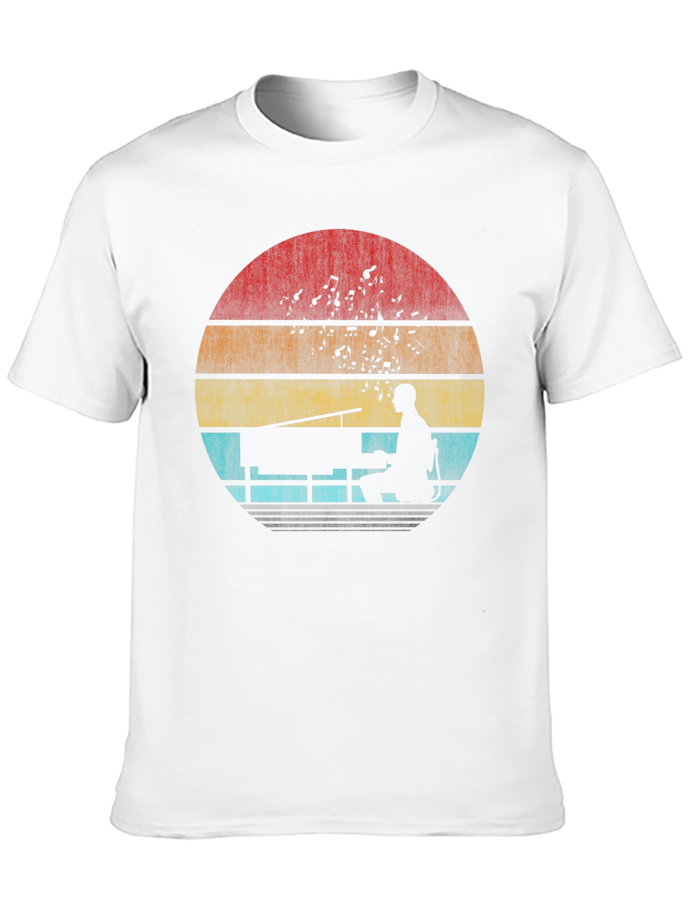 Retro Piano Player Sunset T-Shirt