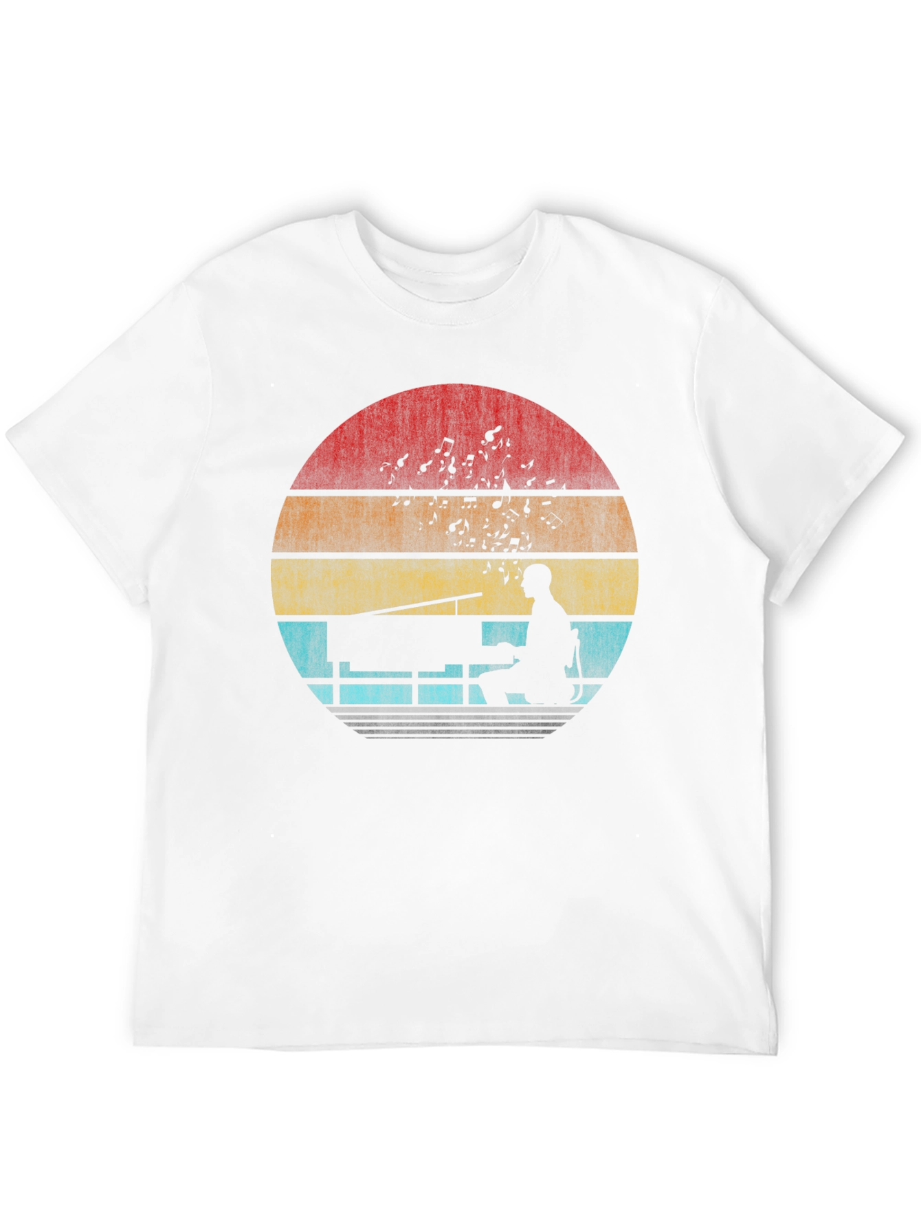 Retro Piano Player Sunset T-Shirt