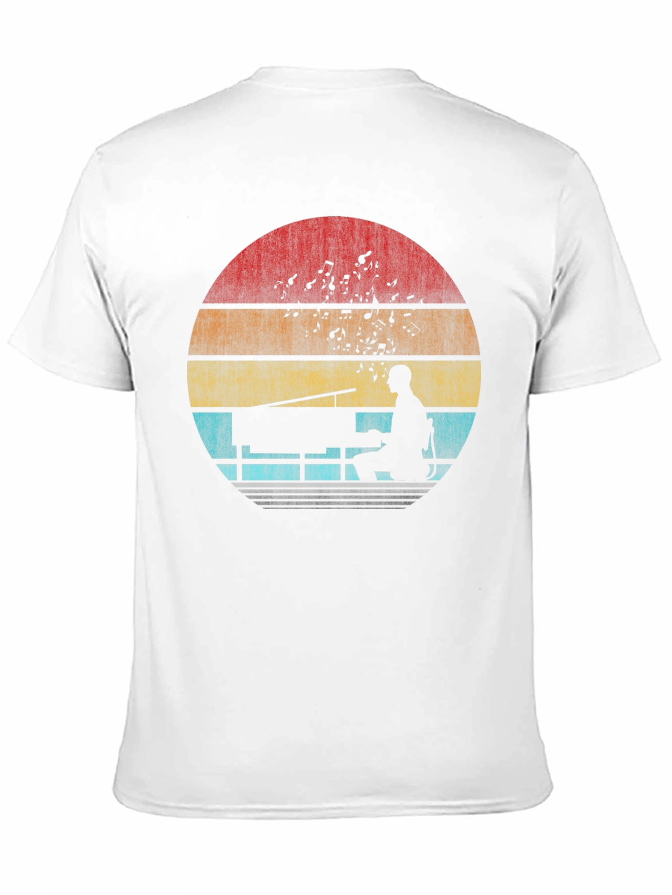 Retro Piano Player Sunset T-Shirt