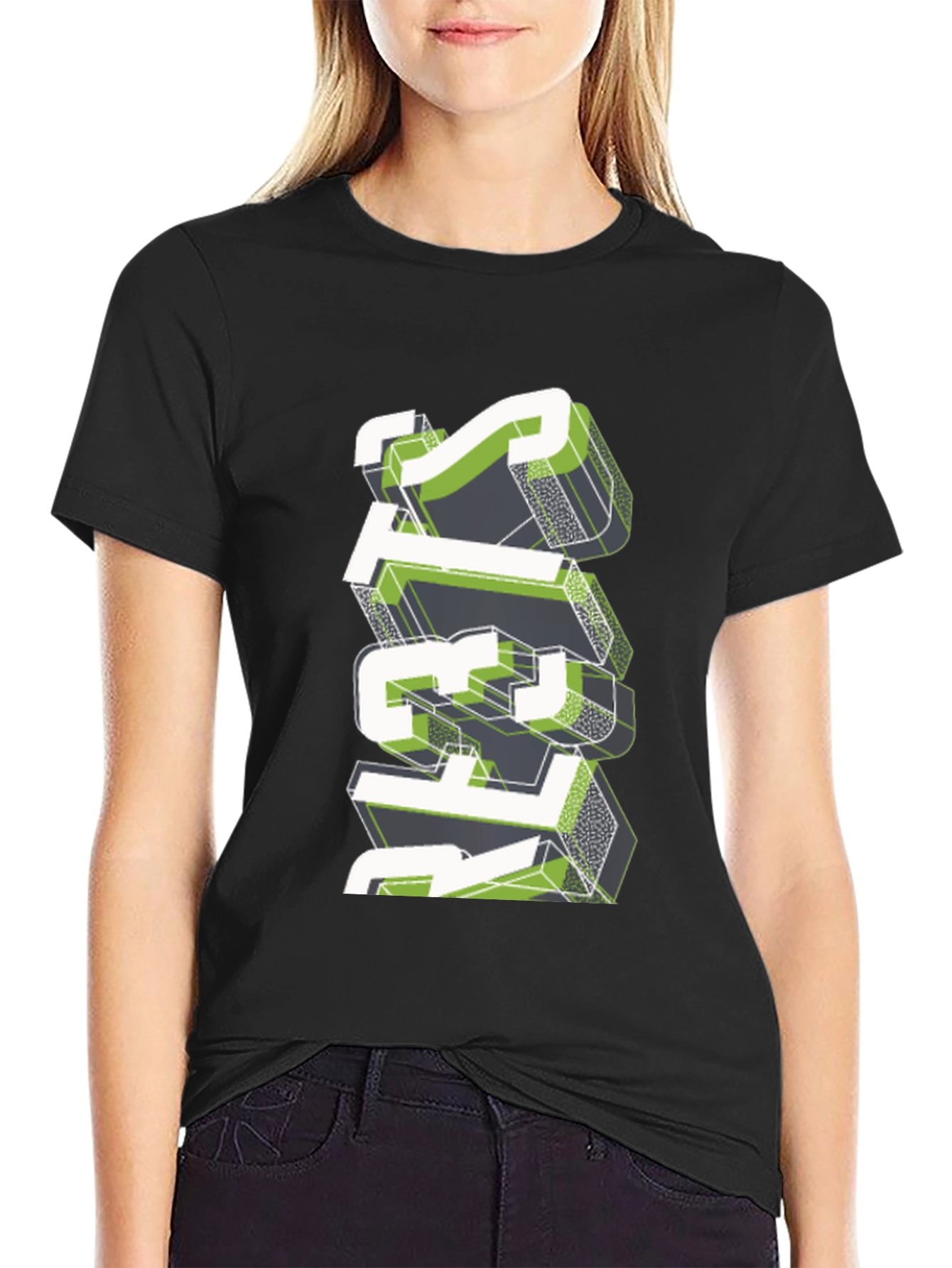 Stylish Geometric Graphic Print Black T-Shirt
