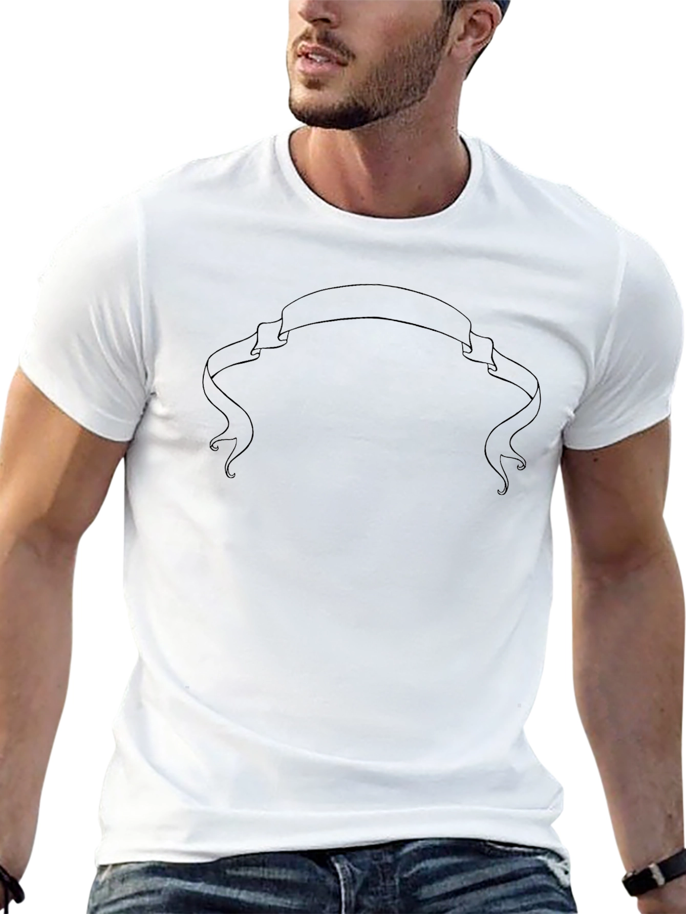 Mens Black T-Shirt with Banner Design