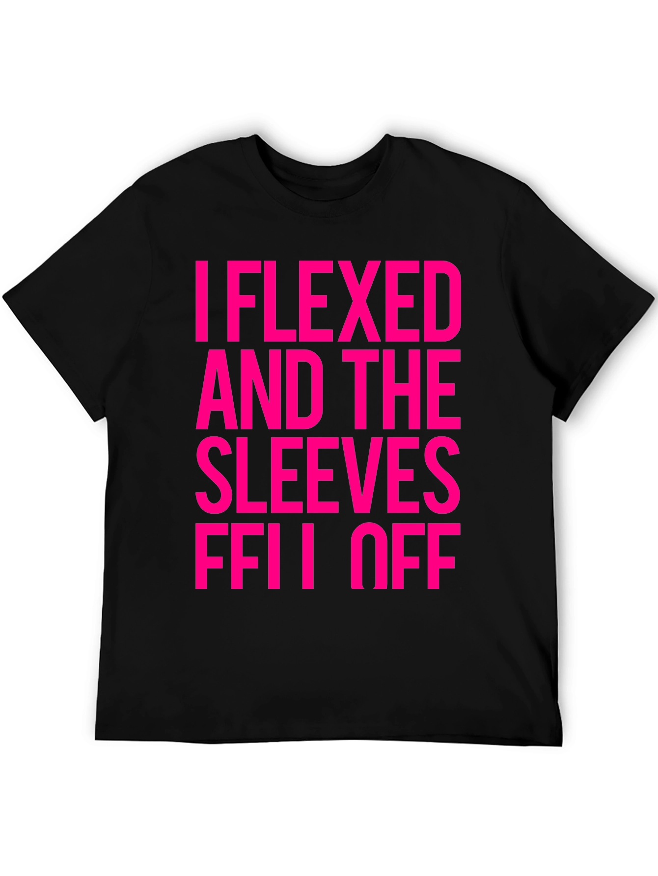 Funny Flexed Sleeves Off Graphic Tee - Black