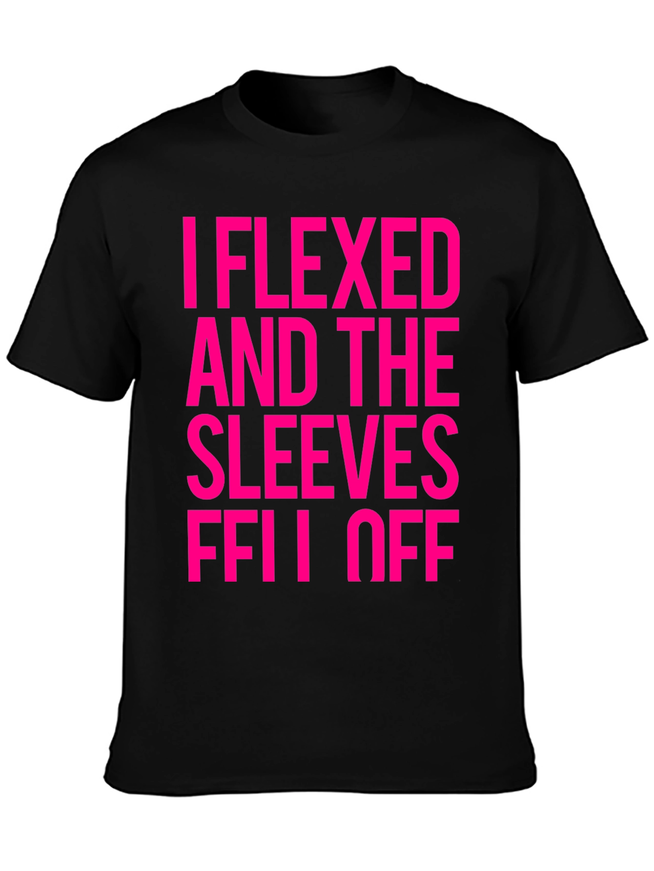 Funny Flexed Sleeves Off Graphic Tee - Black