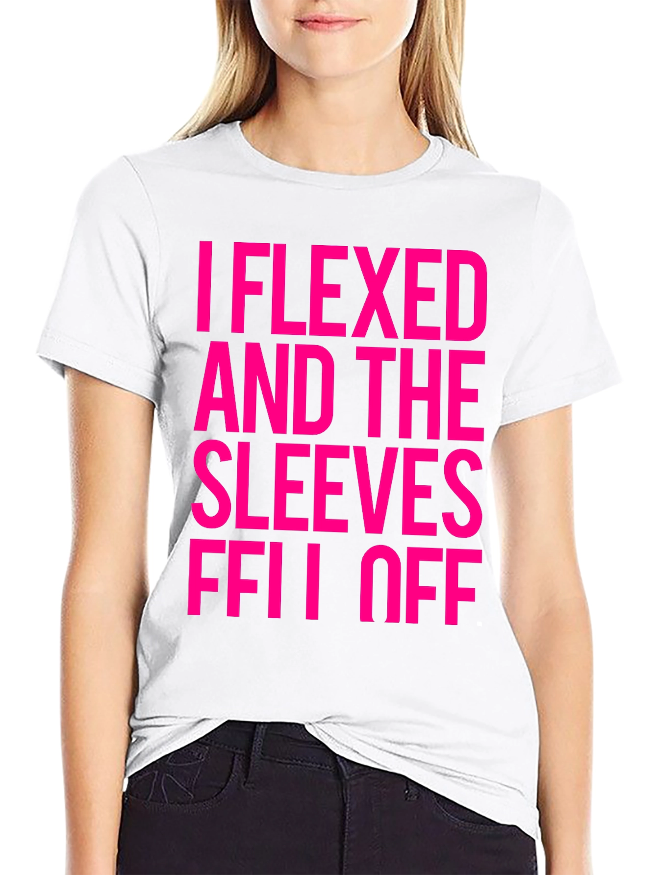 Funny Flexed Sleeves Off Graphic Tee - Black