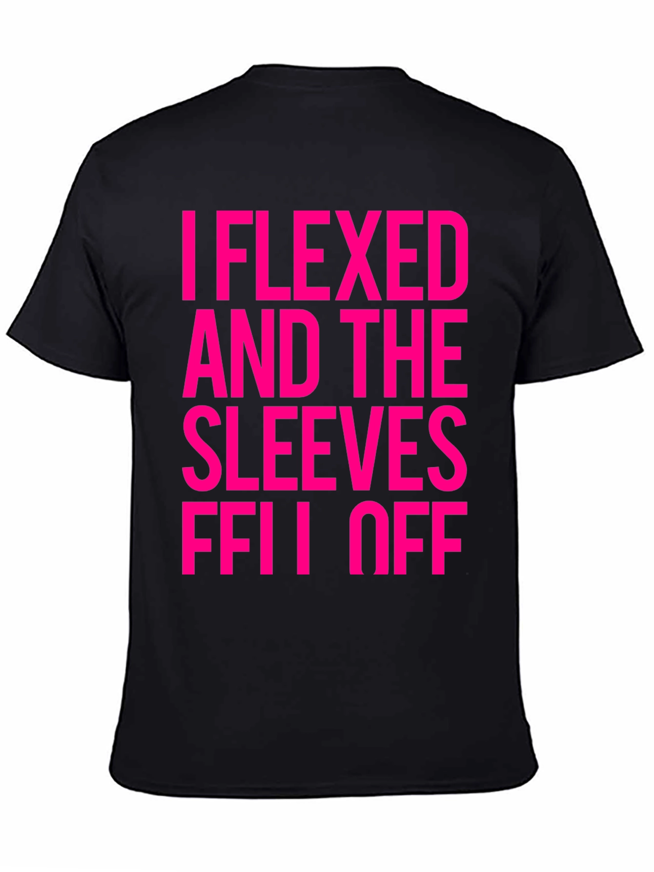 Funny Flexed Sleeves Off Graphic Tee - Black