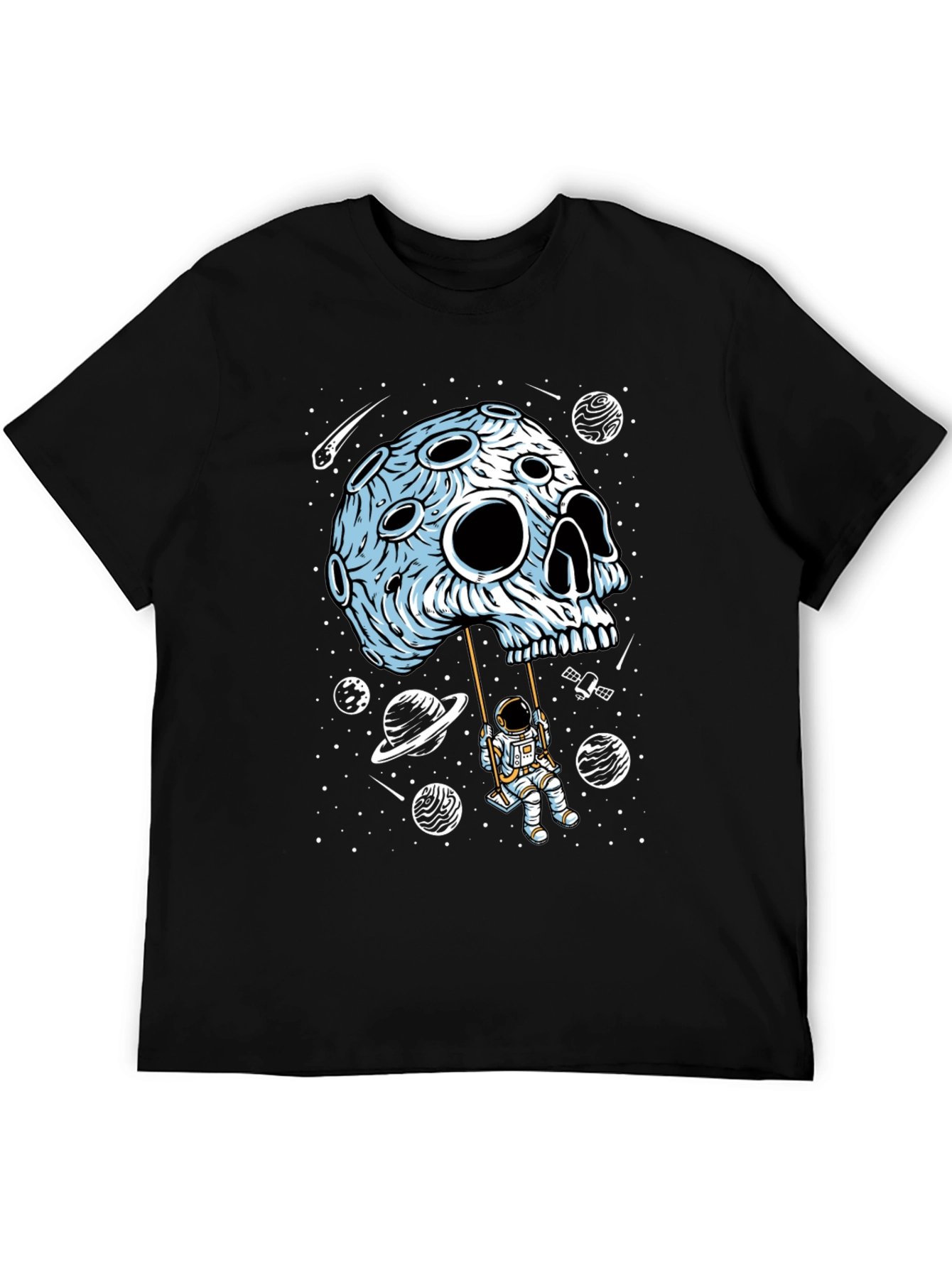 Astronaut Moon Skull Graphic Tee - Black