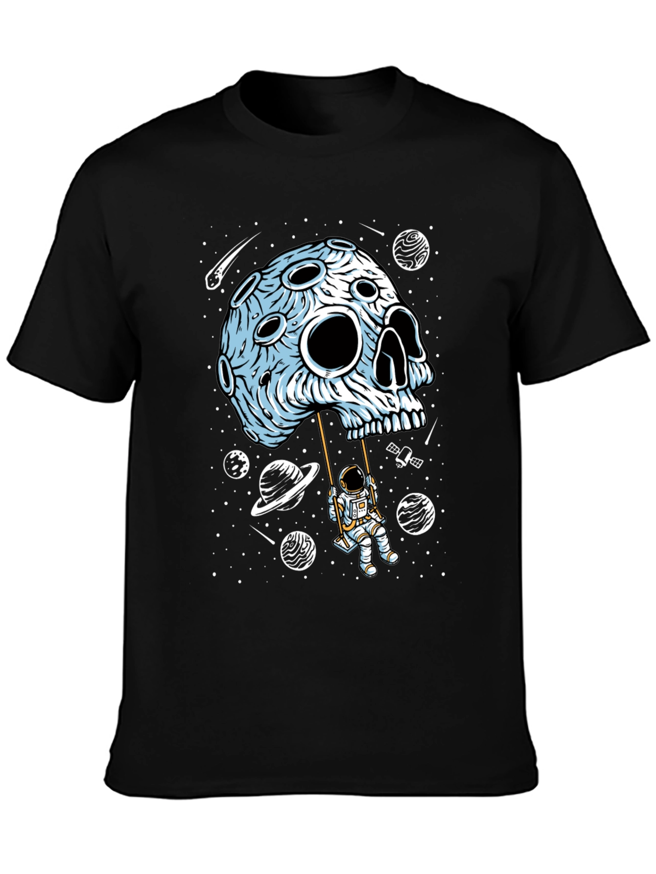 Astronaut Moon Skull Graphic Tee - Black