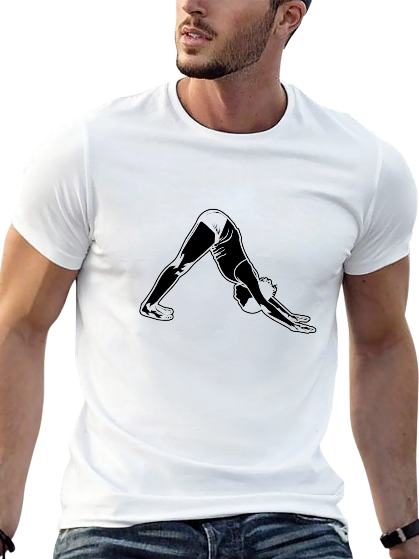 Yoga Pose Graphic Tee - Downward Dog Silhouette