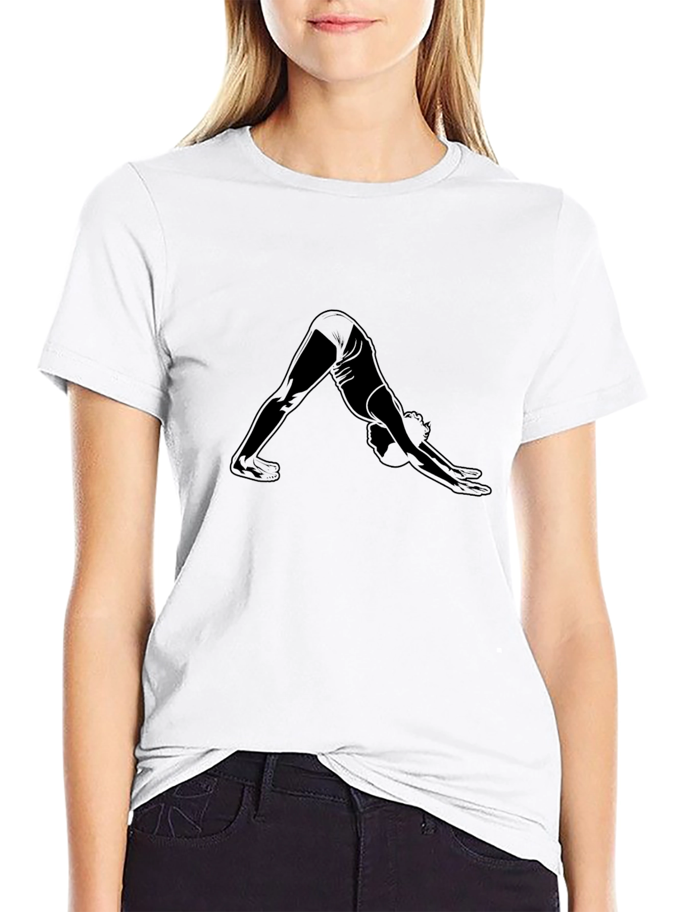 Yoga Pose Graphic Tee - Downward Dog Silhouette