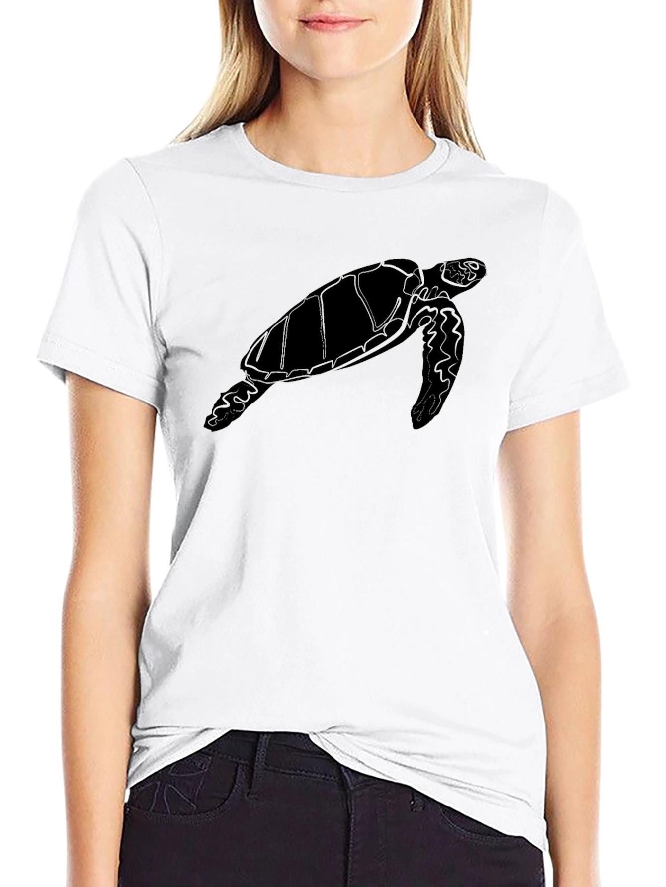 Sea Turtle Graphic T-Shirt - Black Cotton Tee