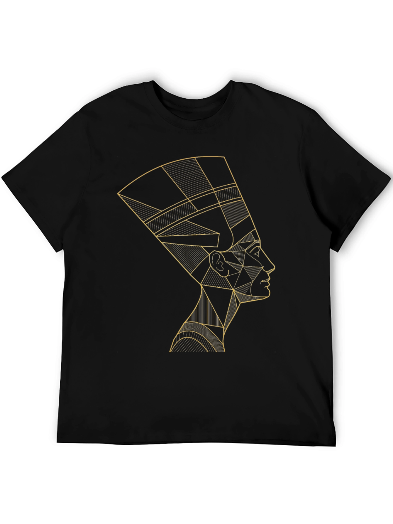 Nefertiti Geometric Graphic Tee - Black Cotton T-Shirt