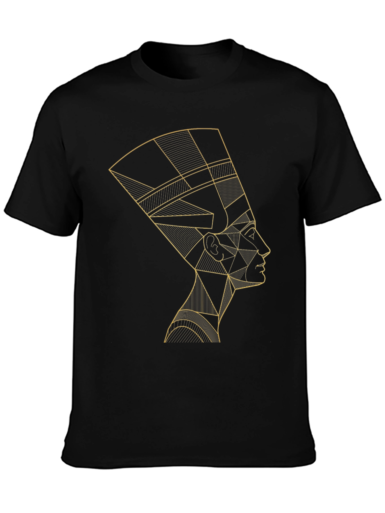 Nefertiti Geometric Graphic Tee - Black Cotton T-Shirt