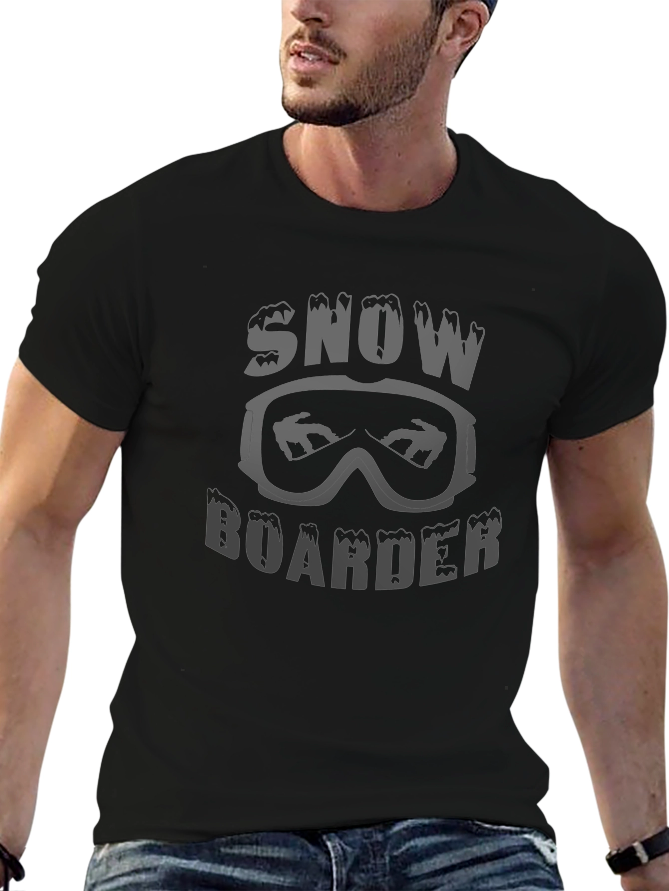 Snowboarder Graphic Tee - Black Short Sleeve Shirt