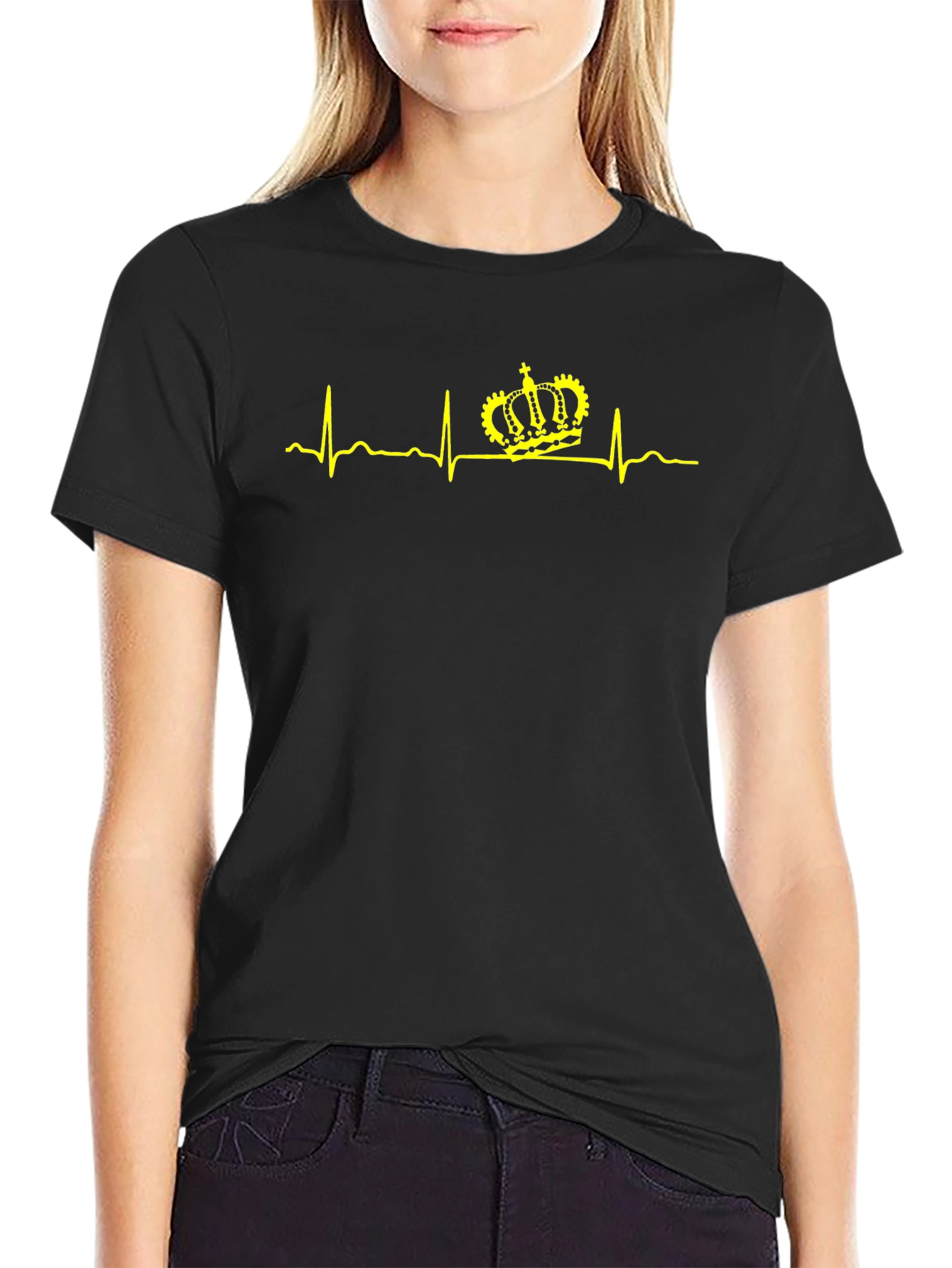 Crown Heartbeat T-Shirt - Royal Pulse Design