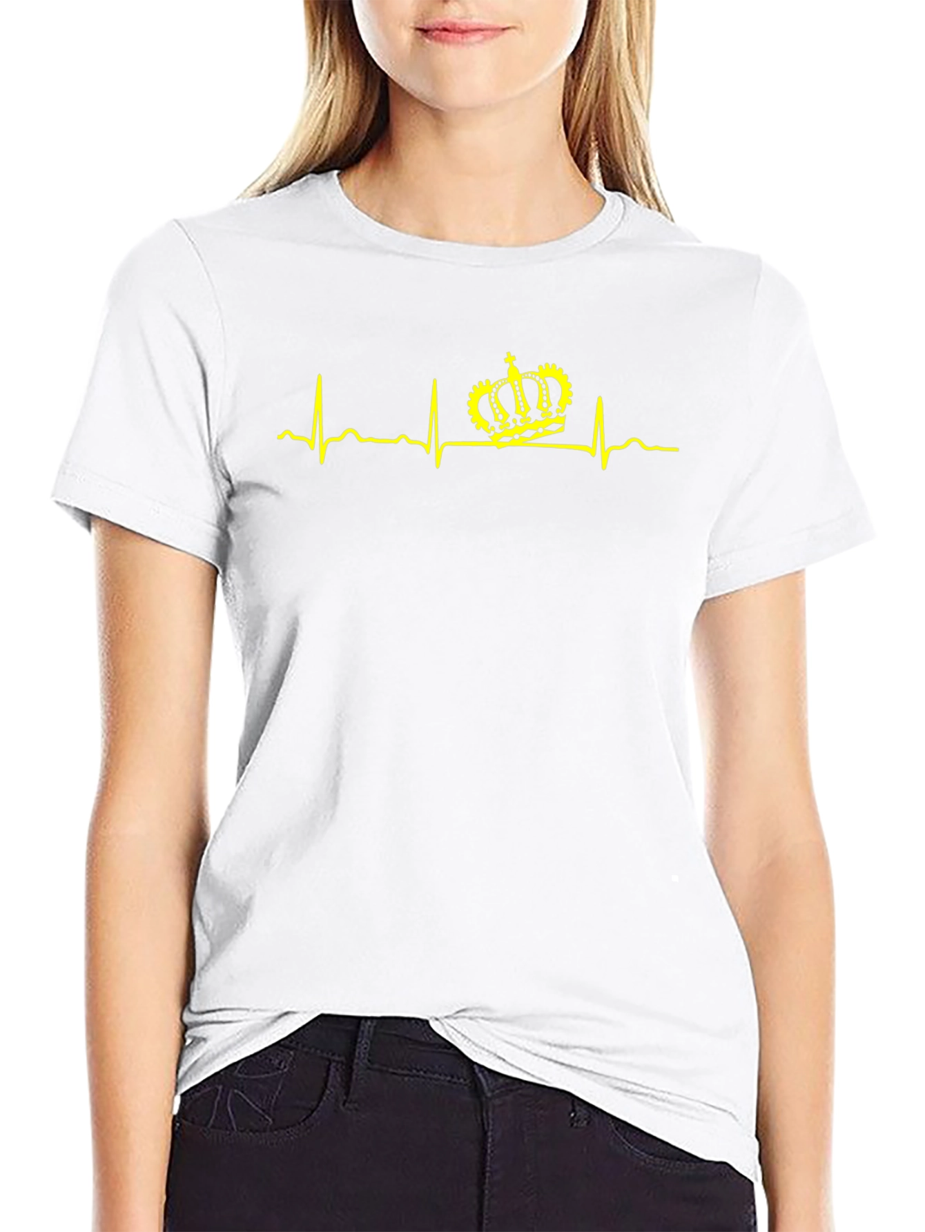 Crown Heartbeat T-Shirt - Royal Pulse Design