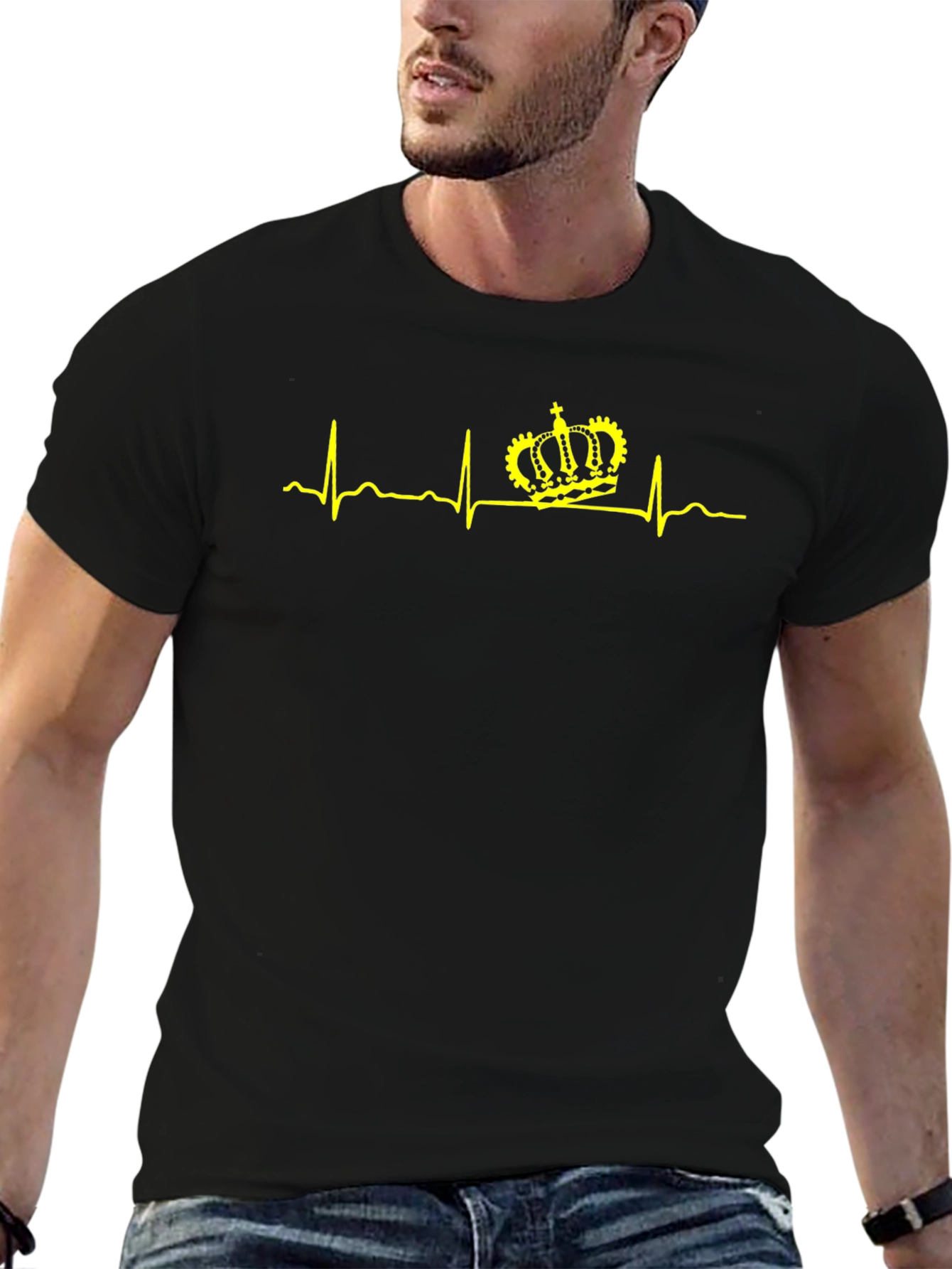 Crown Heartbeat T-Shirt - Royal Pulse Design