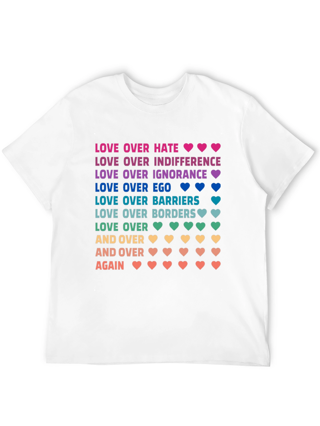 Love Over Hate Rainbow Text Graphic Tee