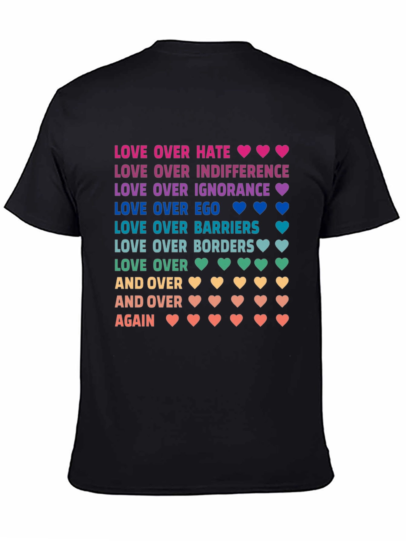 Love Over Hate Rainbow Text Graphic Tee