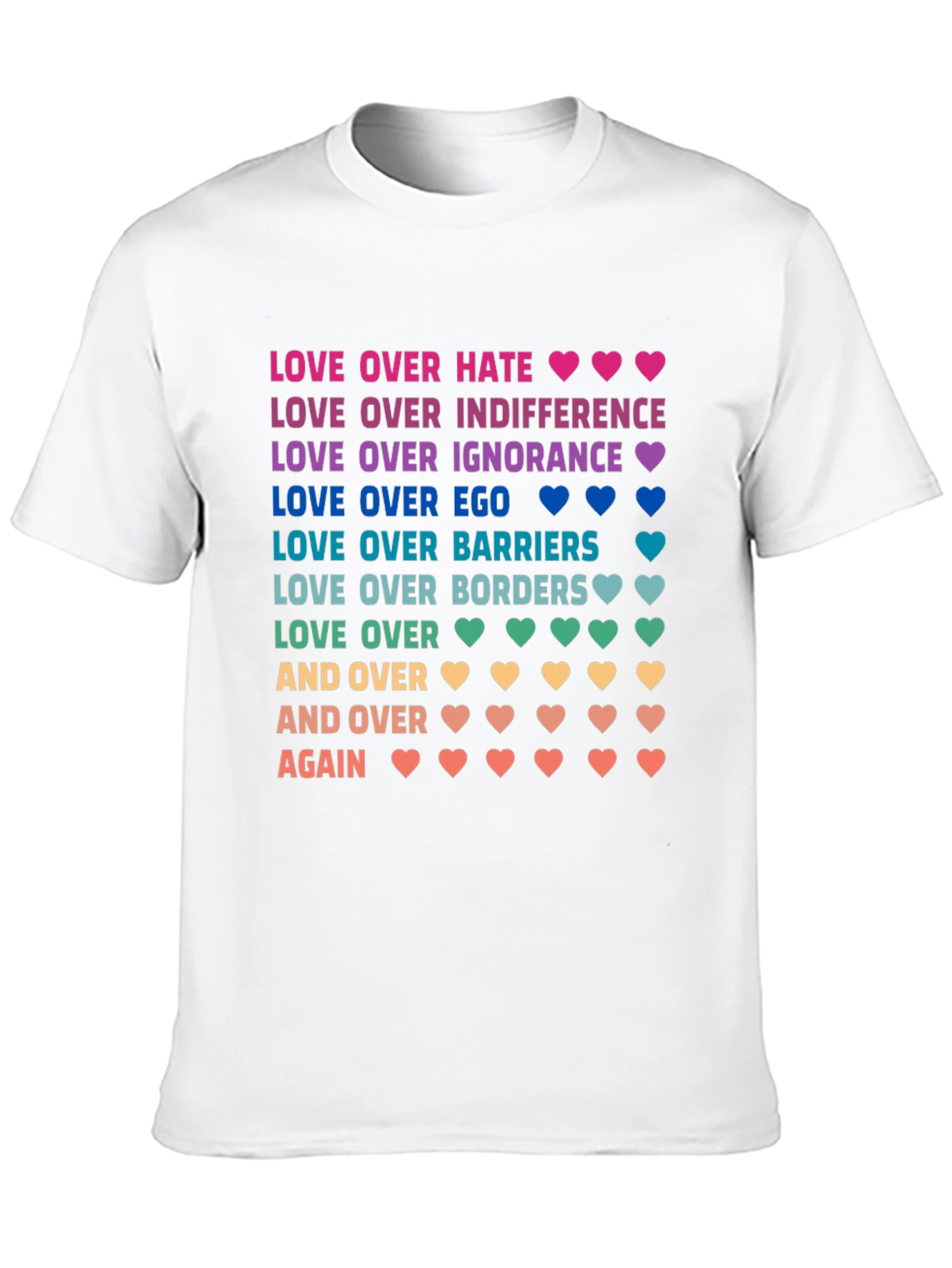 Love Over Hate Rainbow Text Graphic Tee