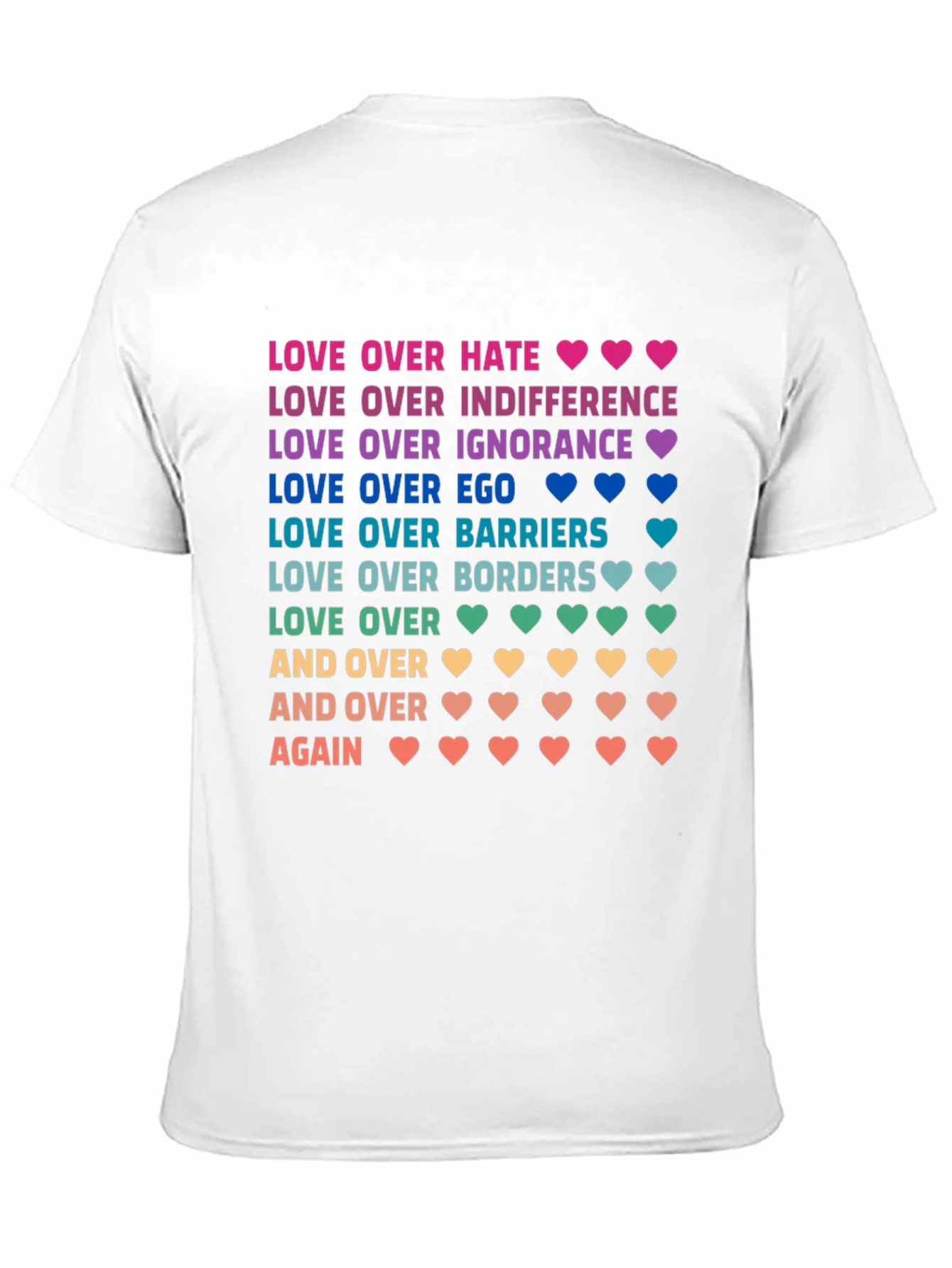 Love Over Hate Rainbow Text Graphic Tee