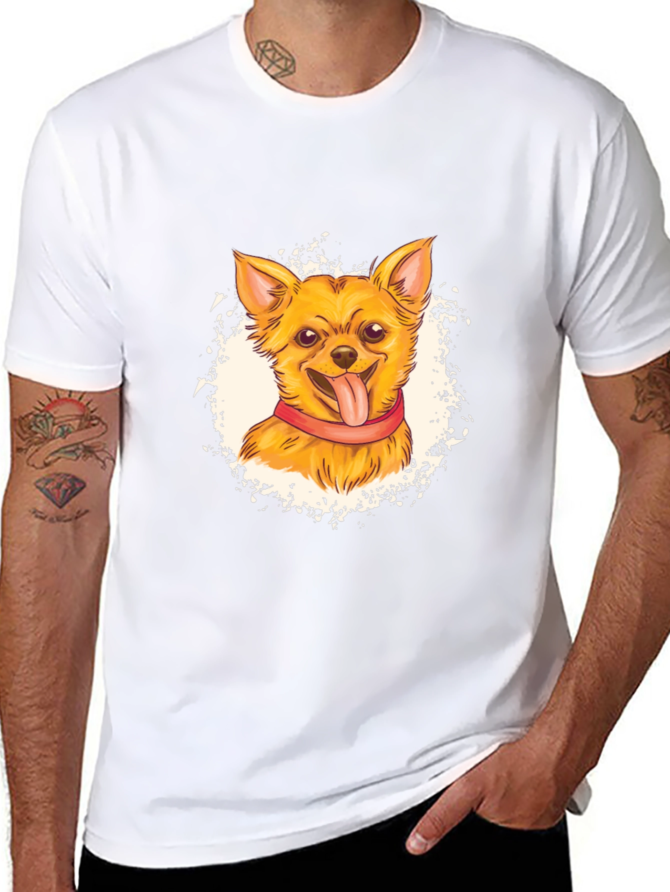 Chihuahua Graphic Print Black T-Shirt